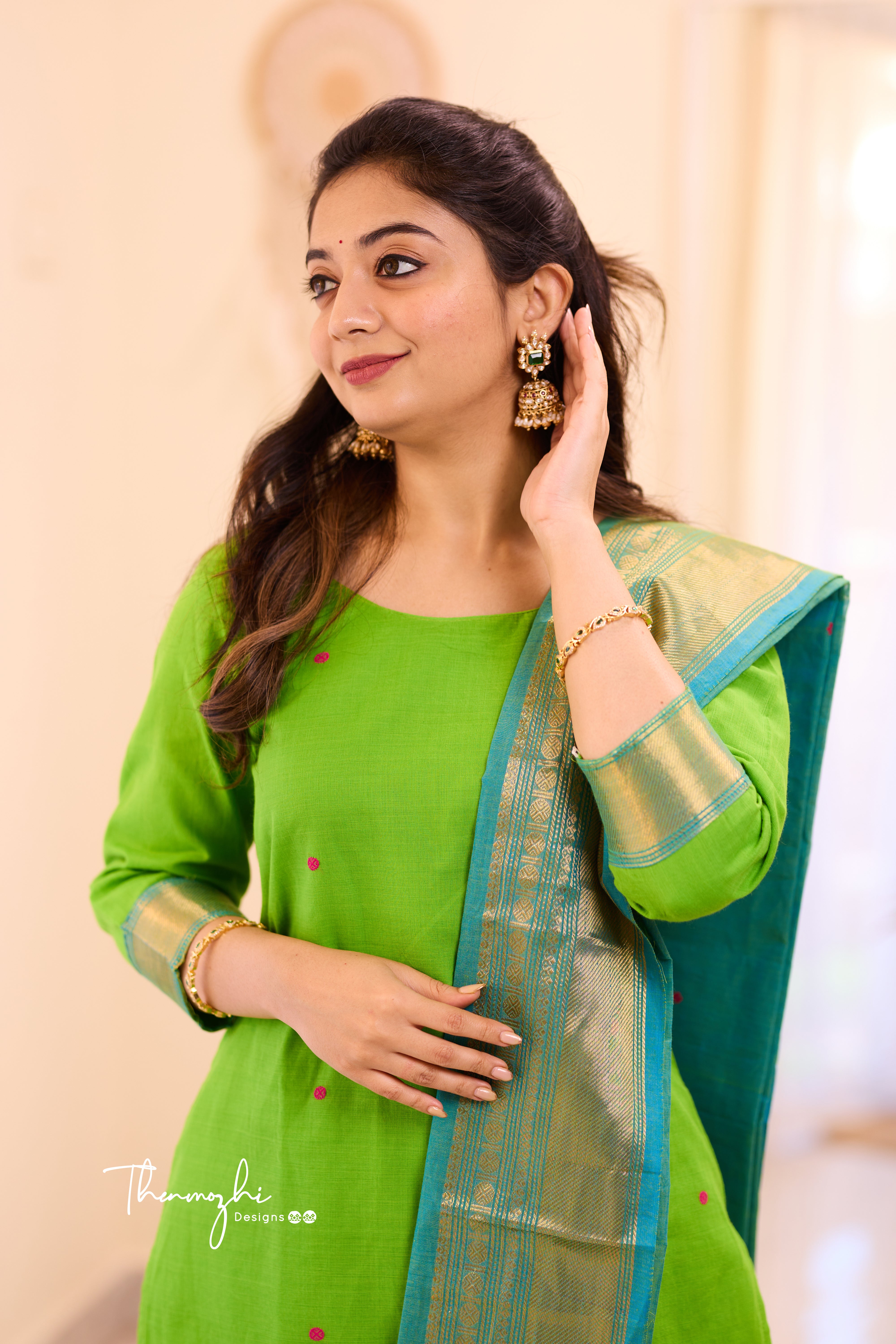 Light Green Chettinad Cotton Salwar