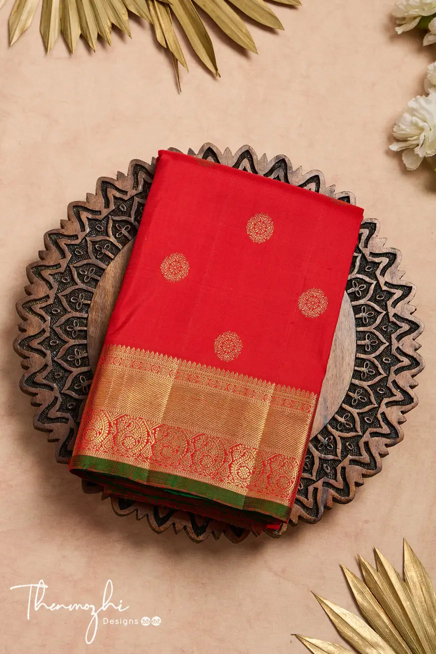 Bright Pure Silk Red Kanjivaram Saree