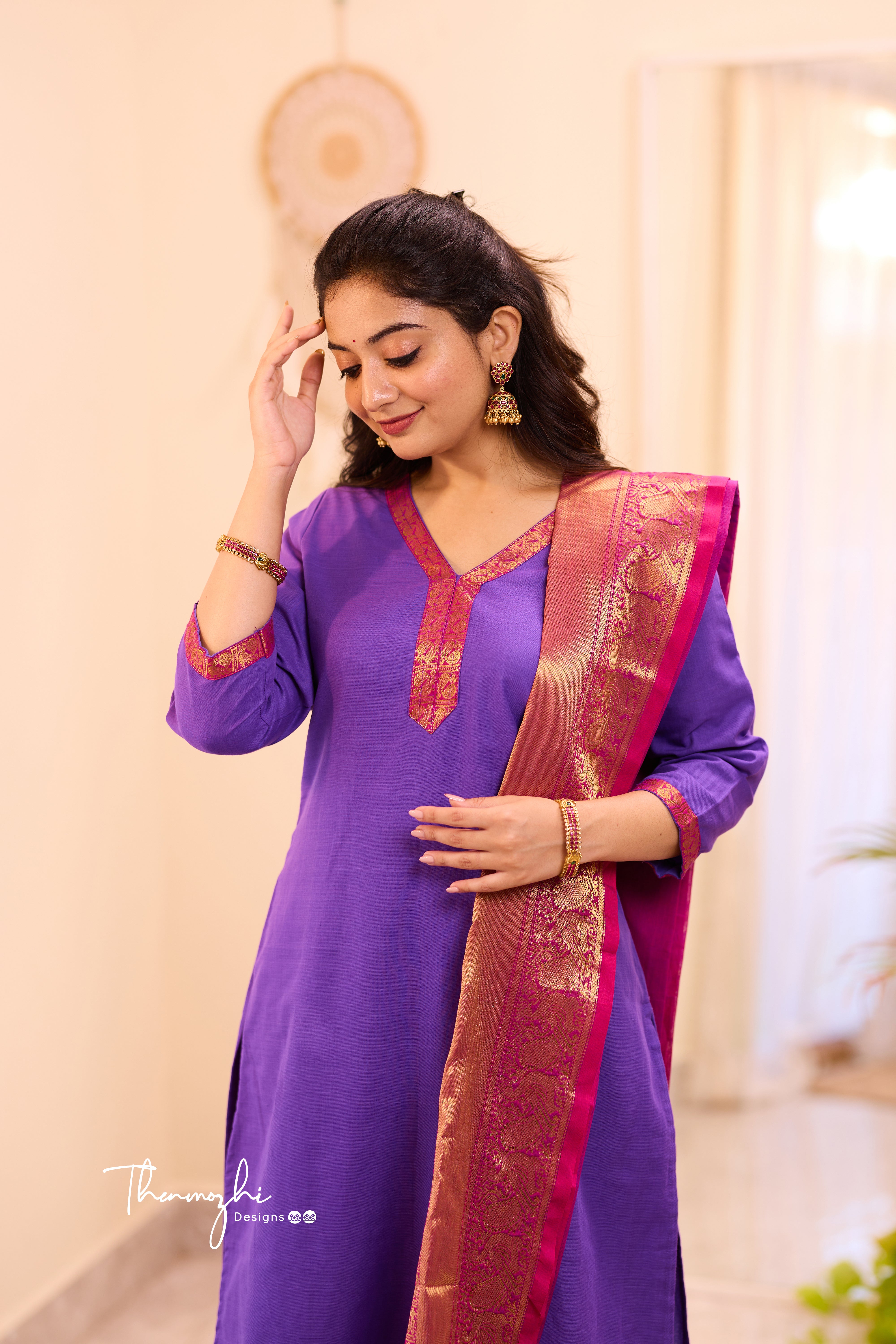 Purple Chettinad Cotton Salwar