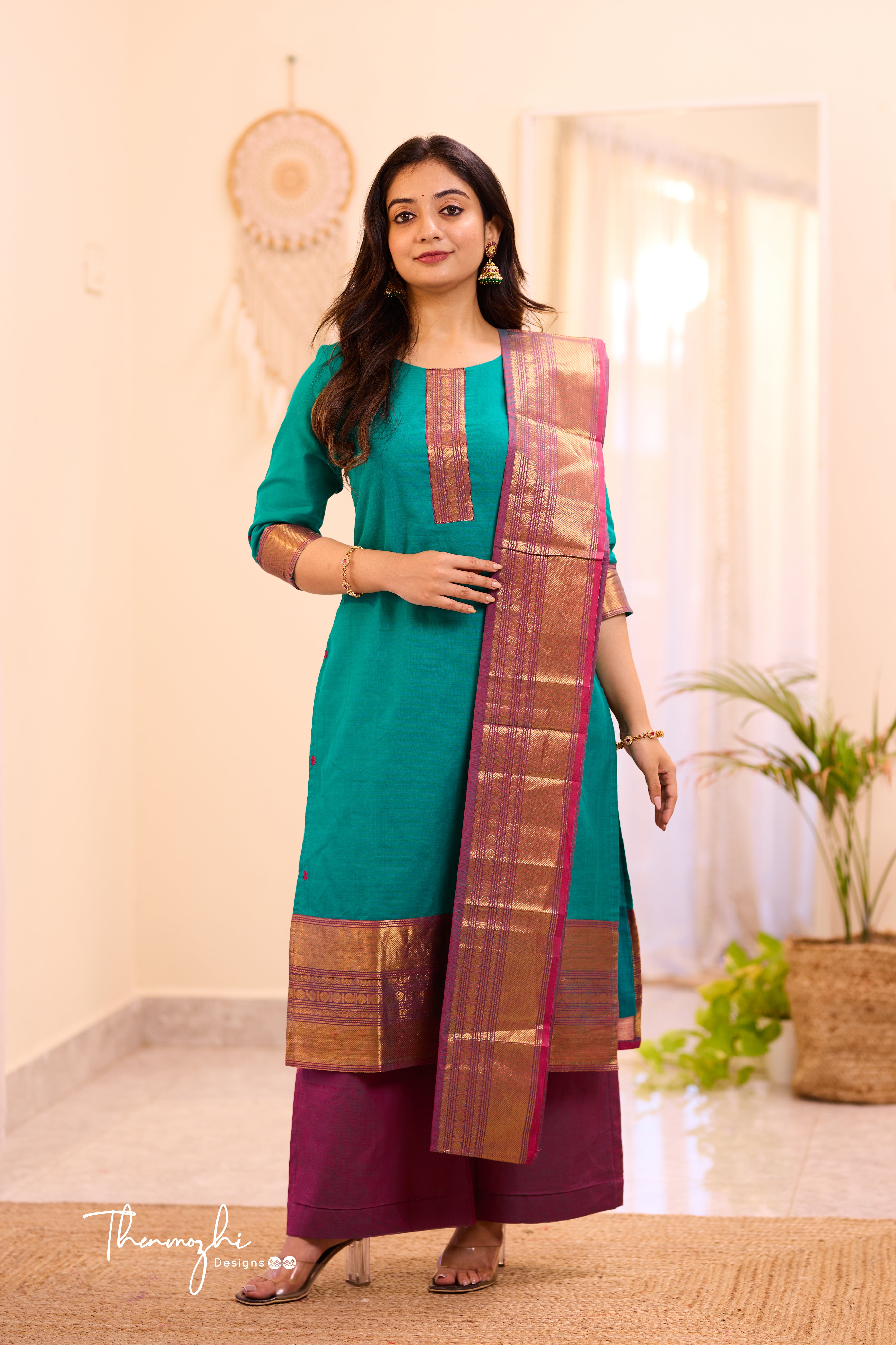 Peacock Green Chettinad Cotton Salwar