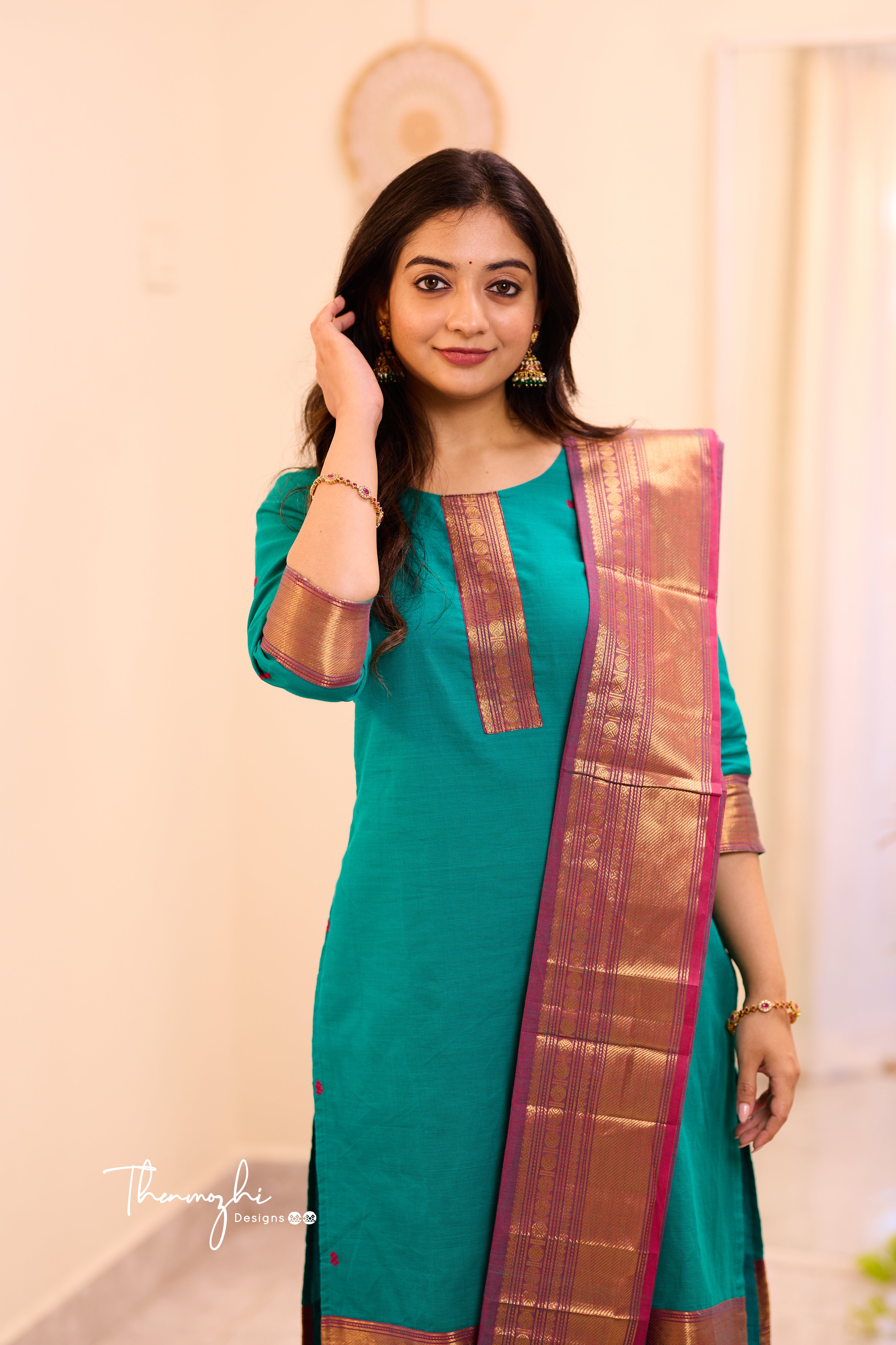 Peacock Green Chettinad Cotton Salwar