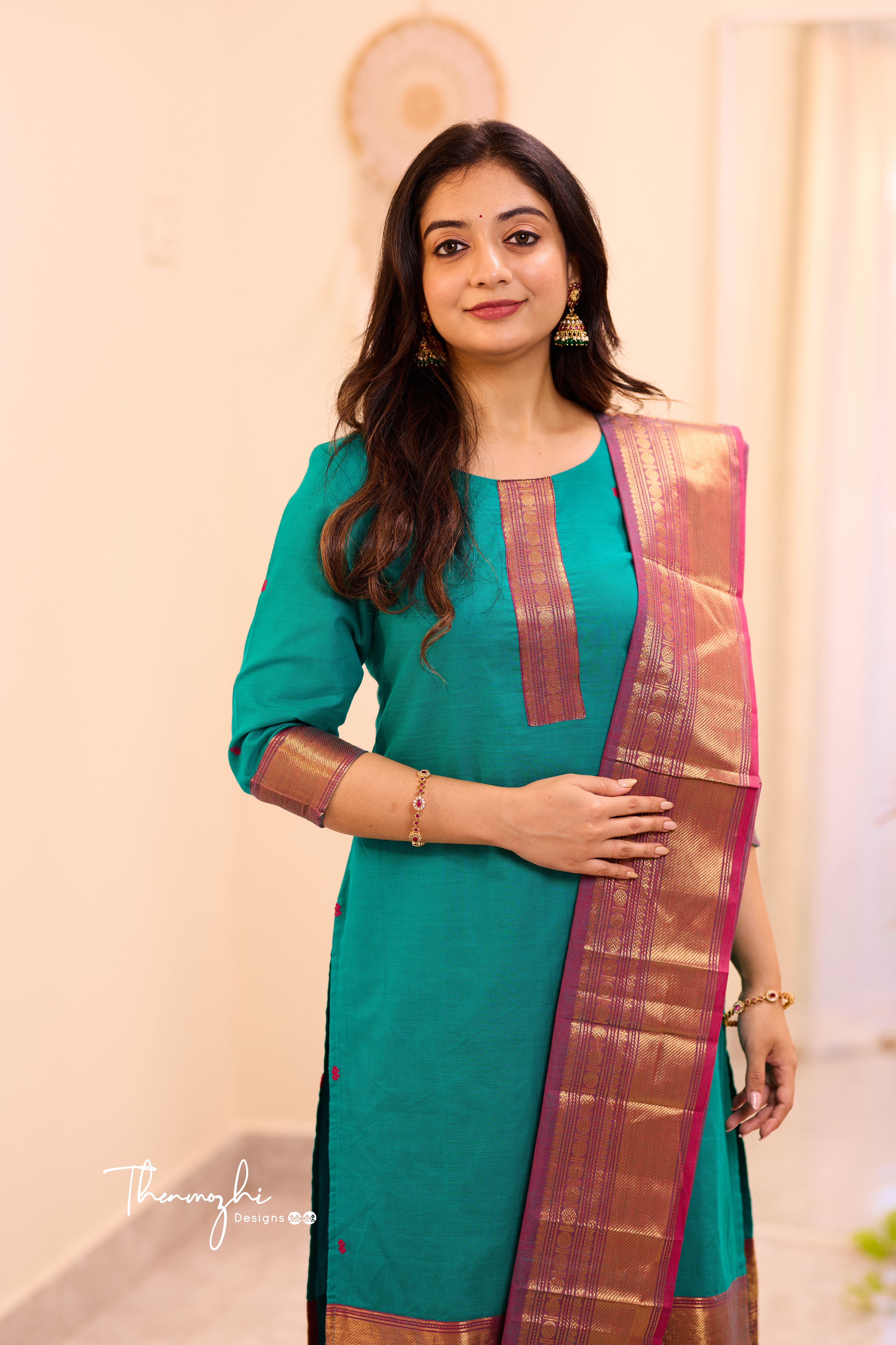 Peacock Green Chettinad Cotton Salwar