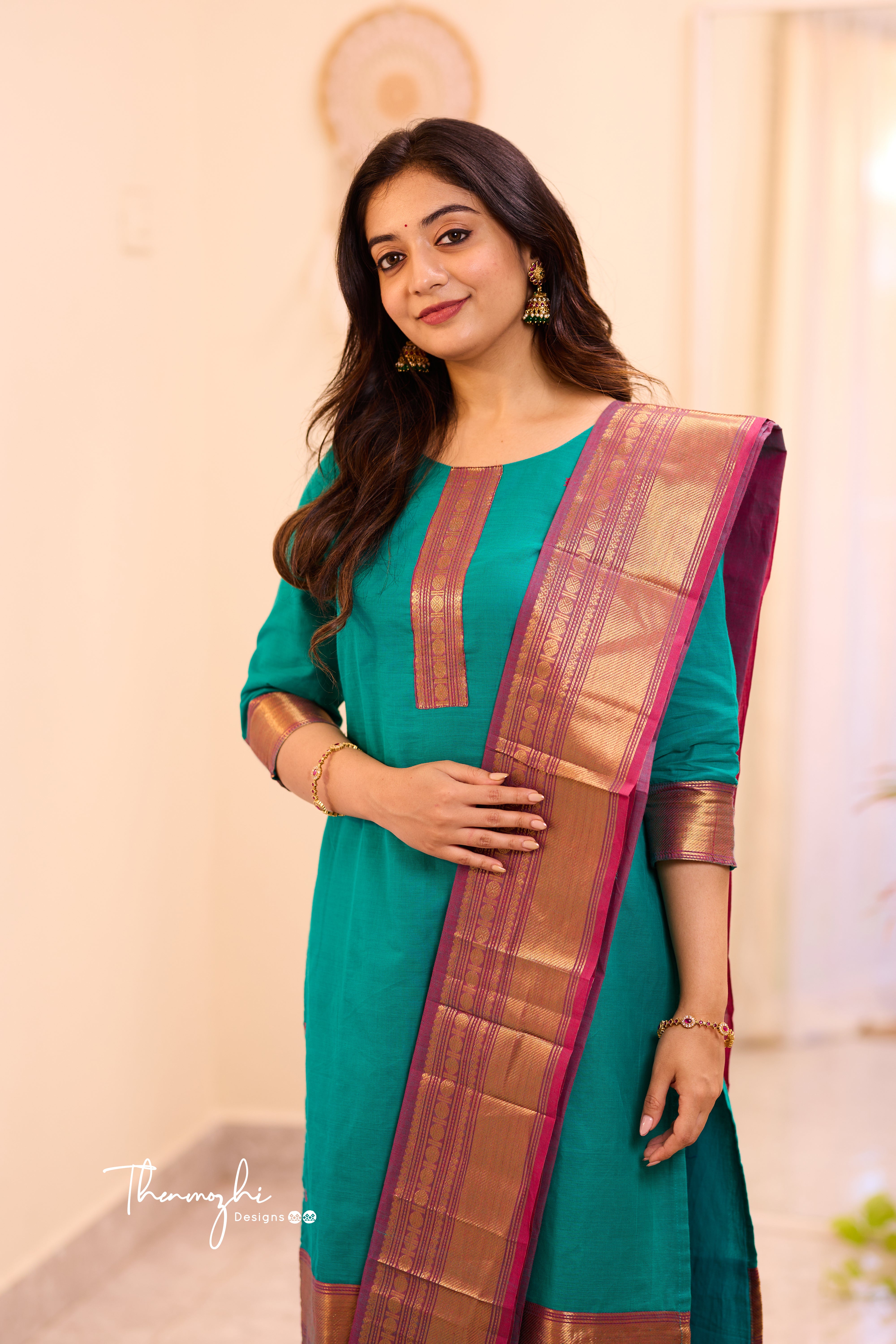 Peacock Green Chettinad Cotton Salwar