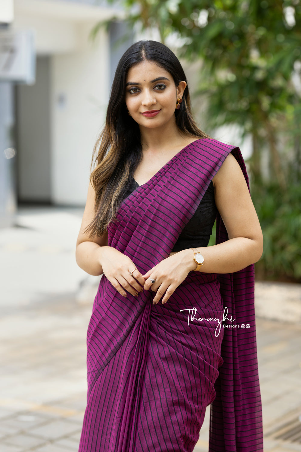 Dark Pink Saree in Pure KanjeevaramSilk - Clothsvilla