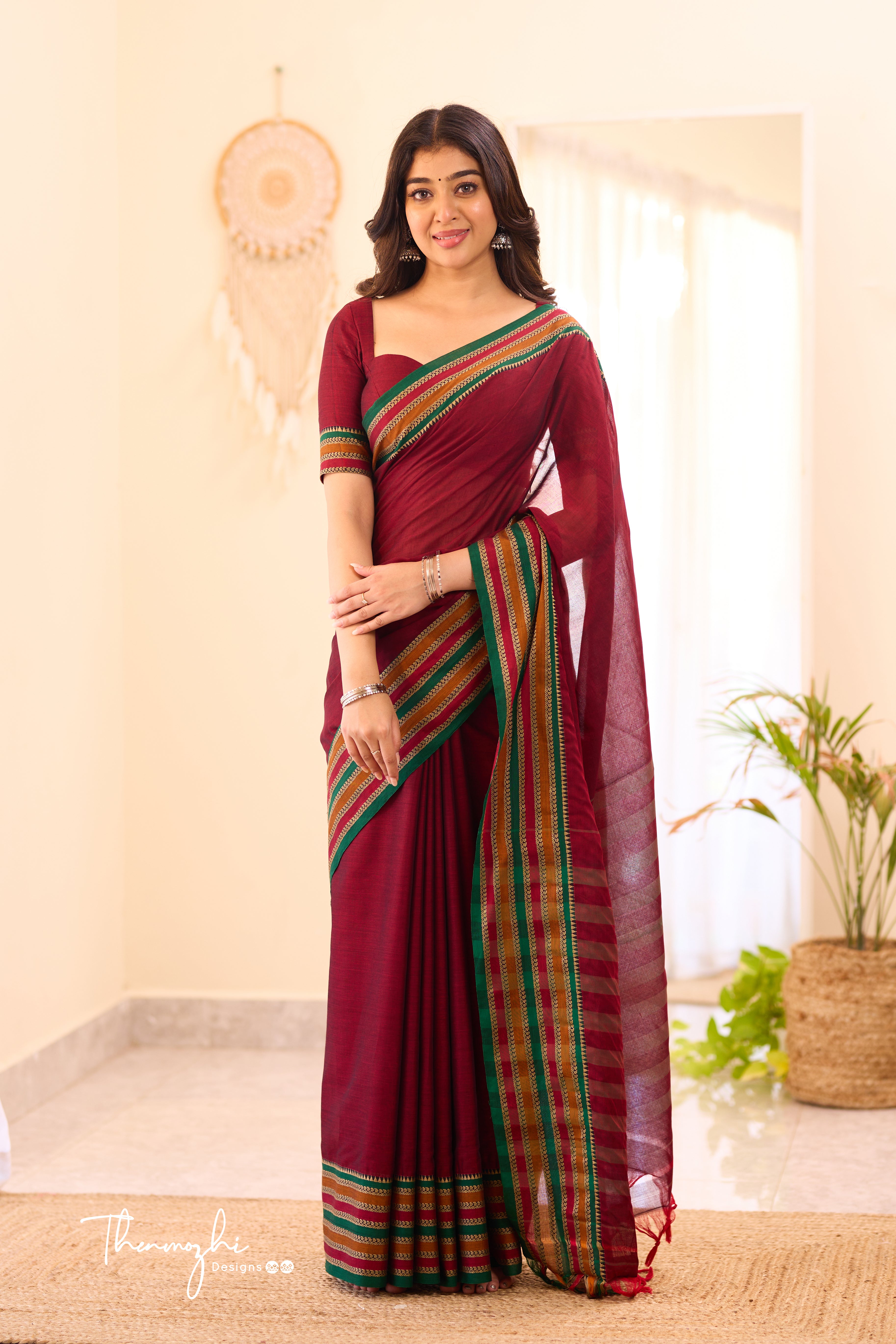 Maroon Narayanpet Big Border Saree