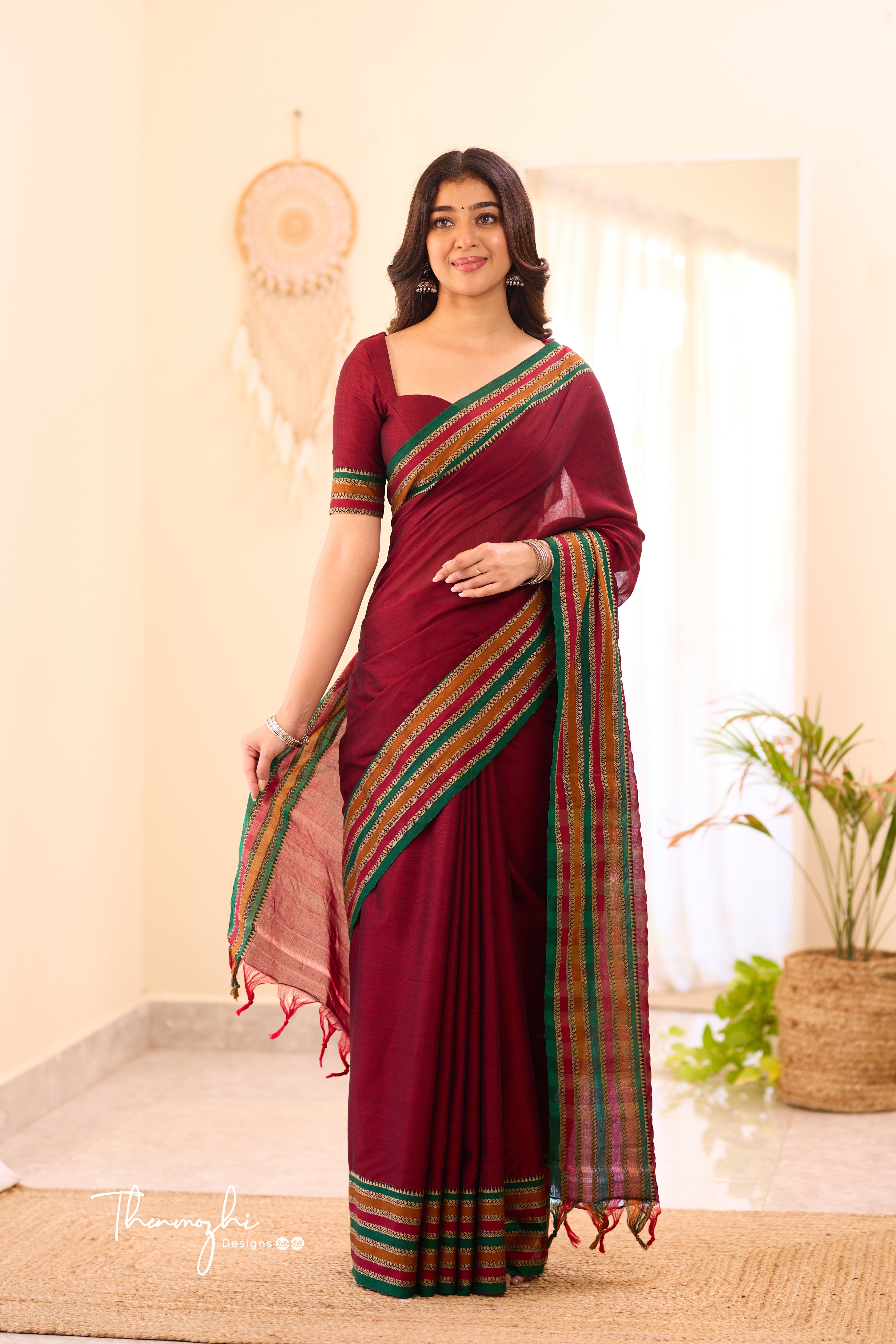 Maroon Narayanpet Big Border Saree