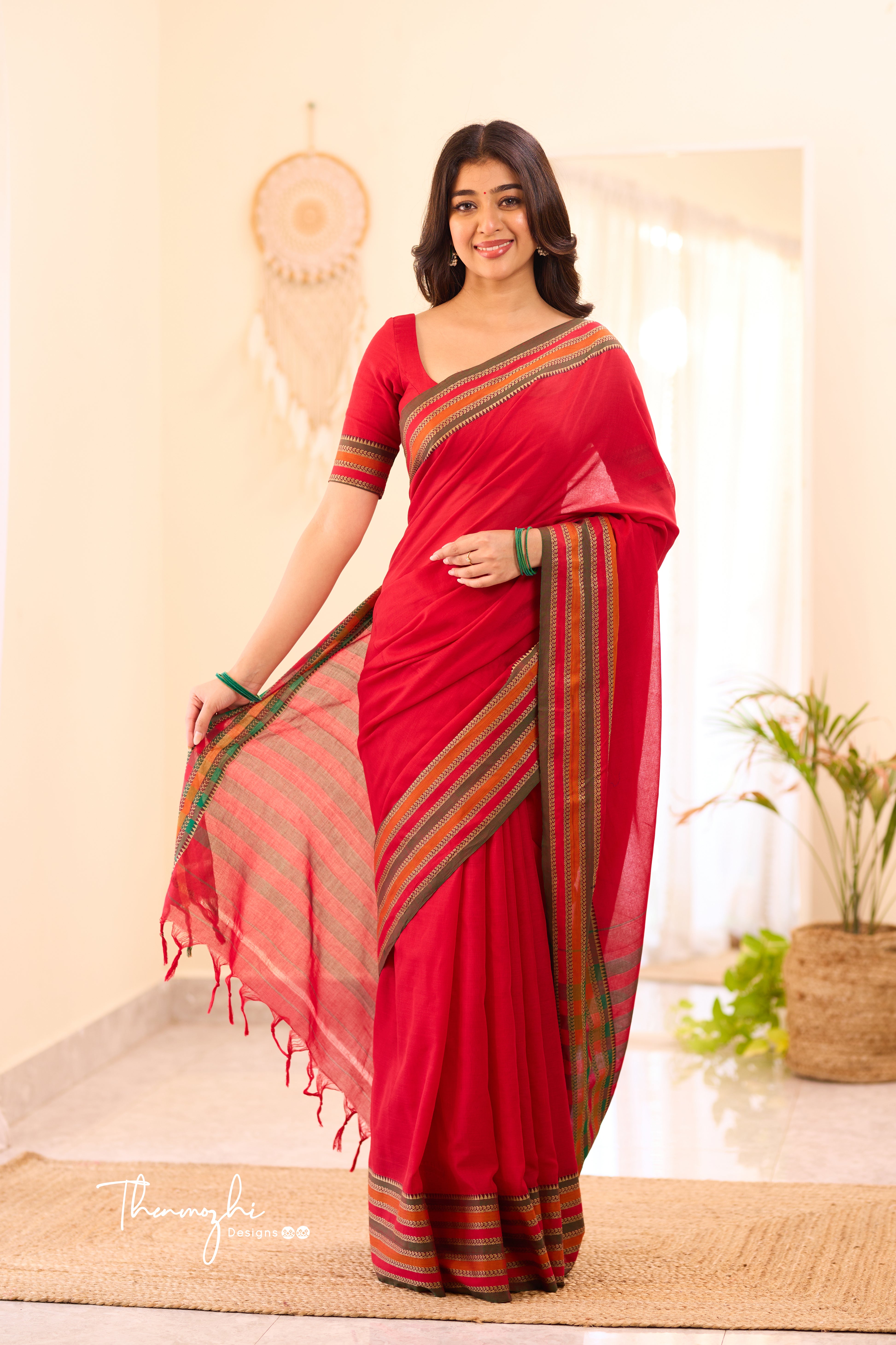 Red Narayanpet Big Border Saree