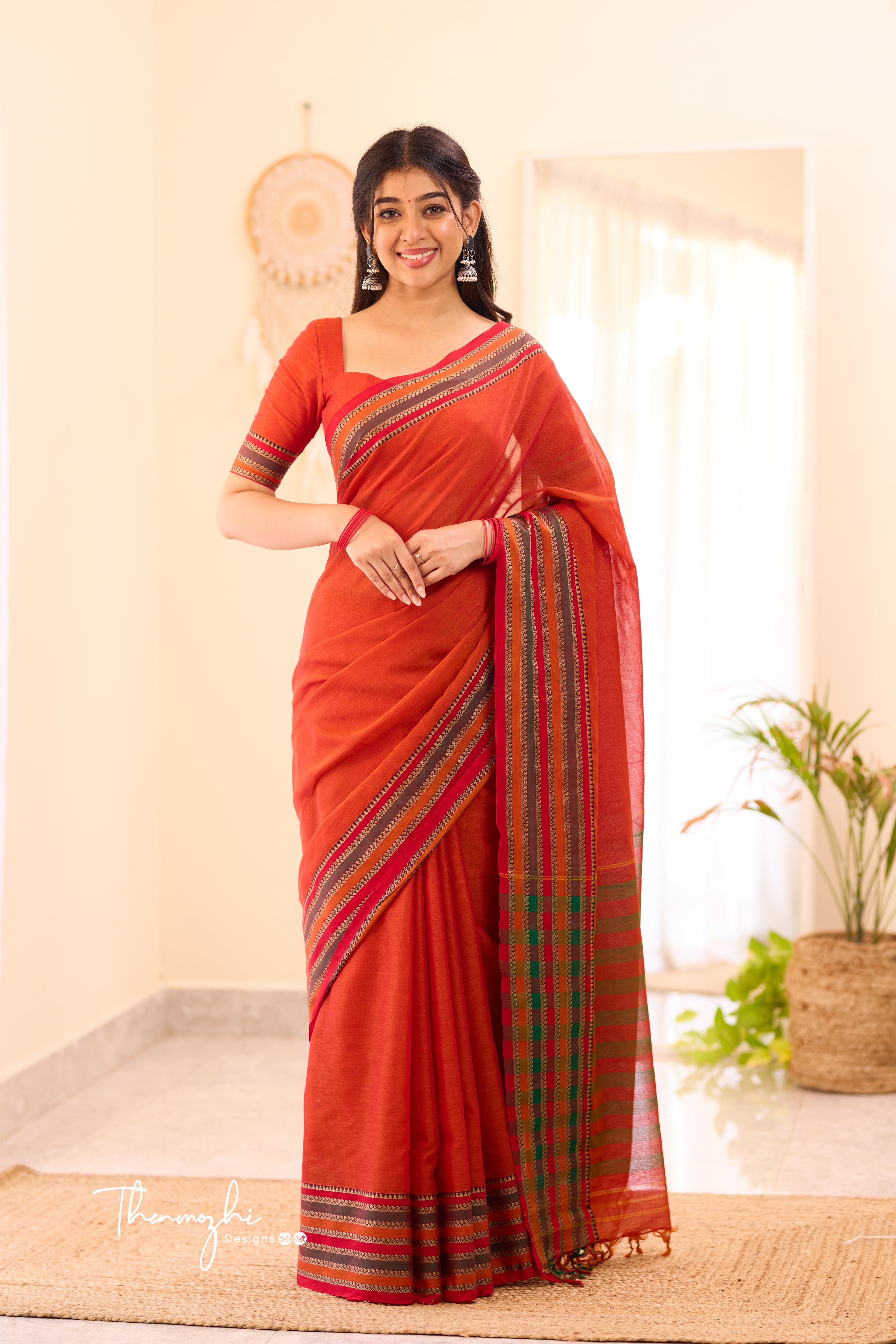 Orange Narayanpet Big Border Saree