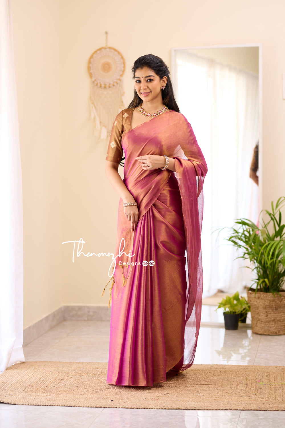 Buy Stunning Powder Pink Tissue Saree Online in USA with Applique Work –  Pure Elegance