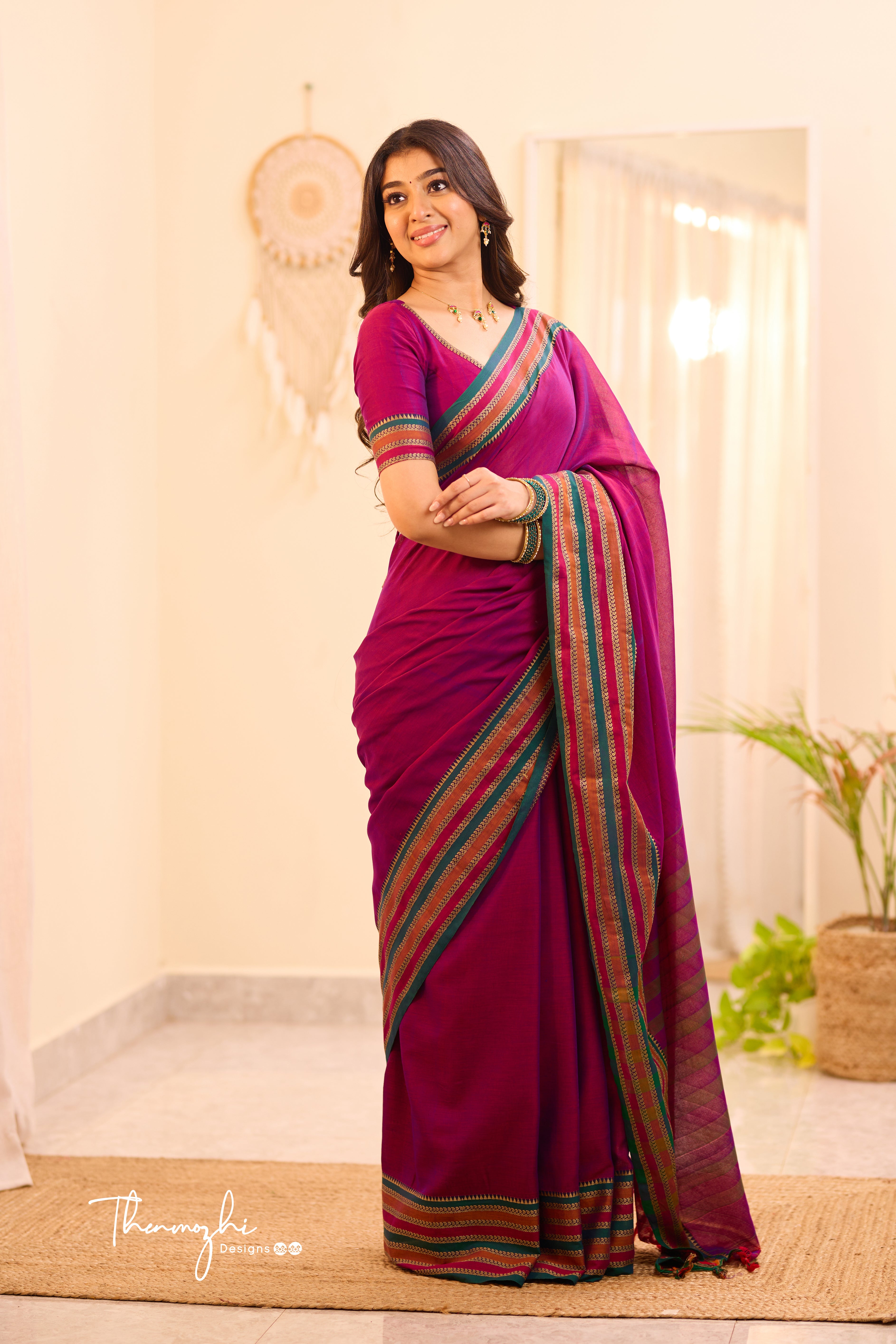 Magenta Narayanpet Big Border Saree