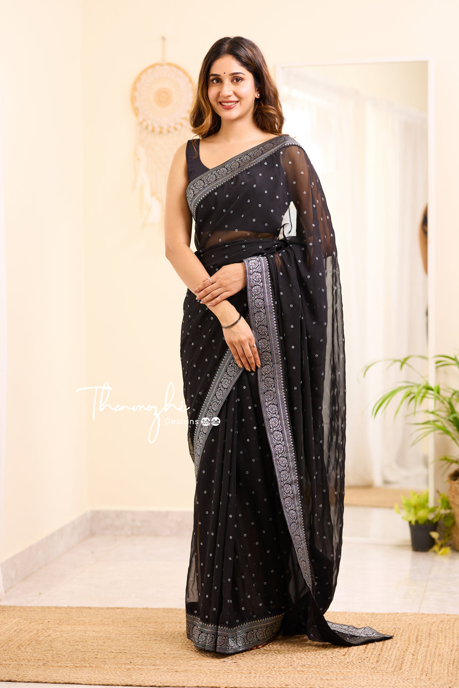 Ombre Black Georgette Saree