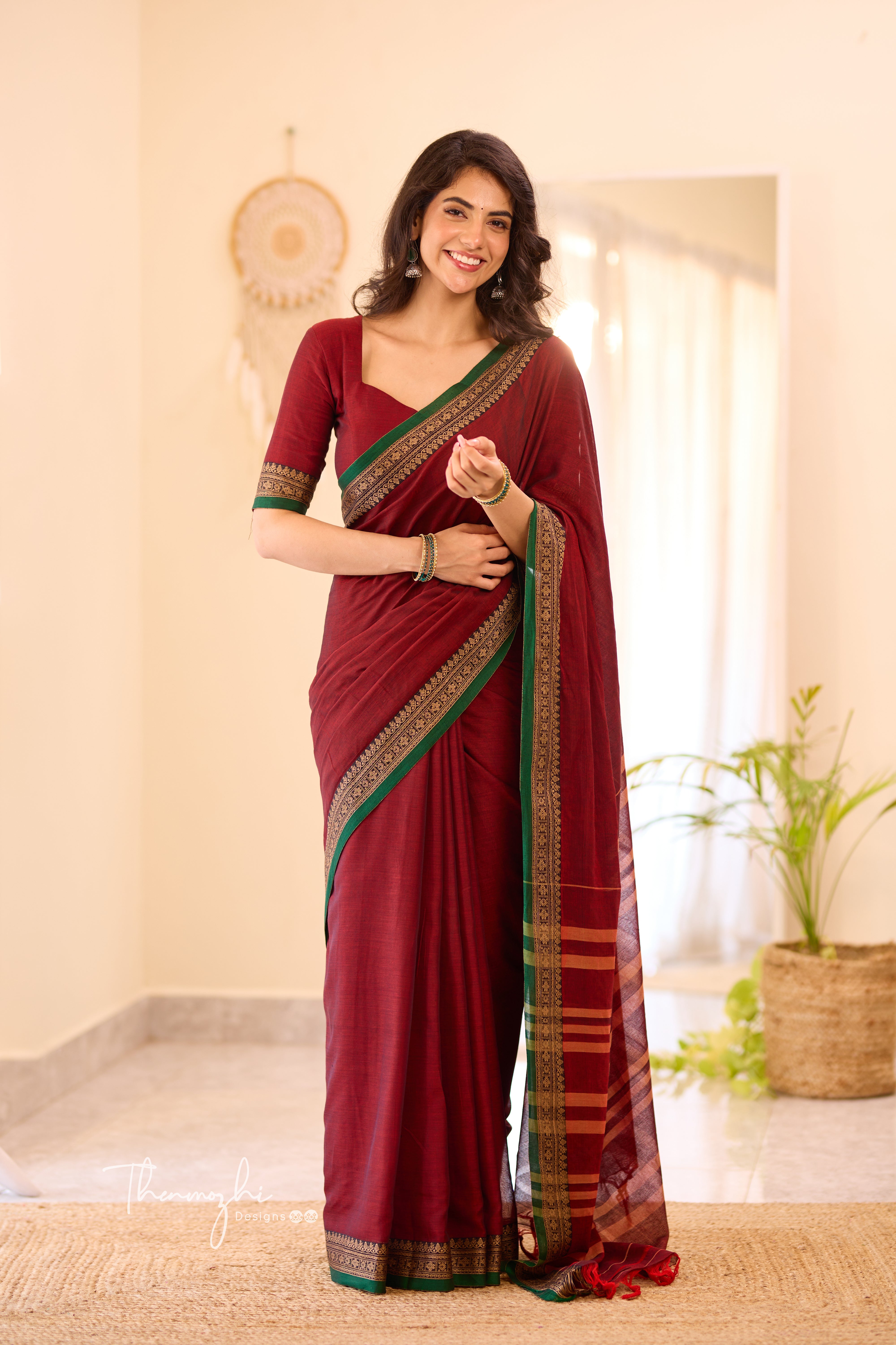 Maroon & Green Narayanpet Saree