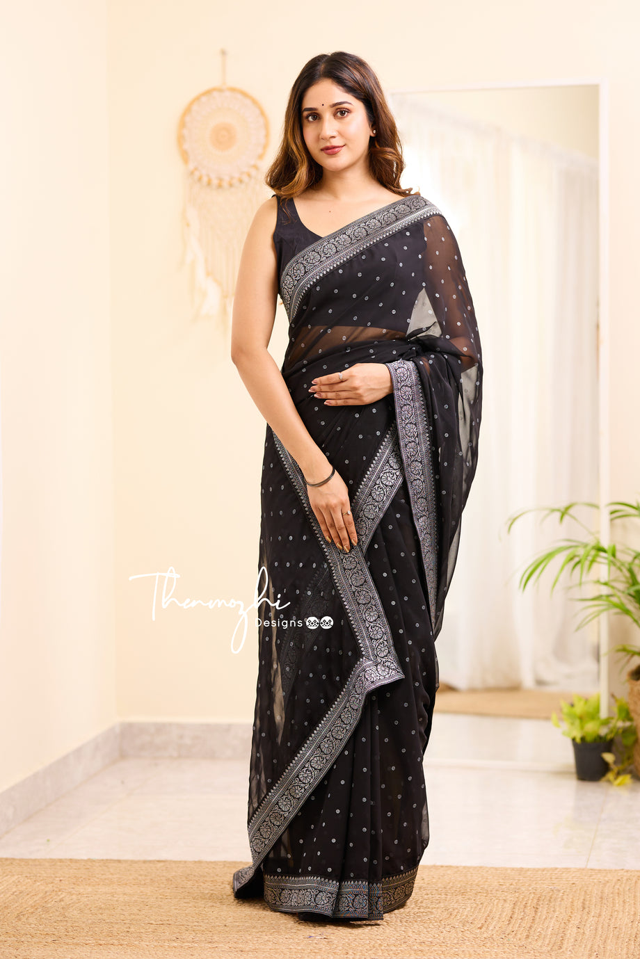 Ombre Black Georgette Saree