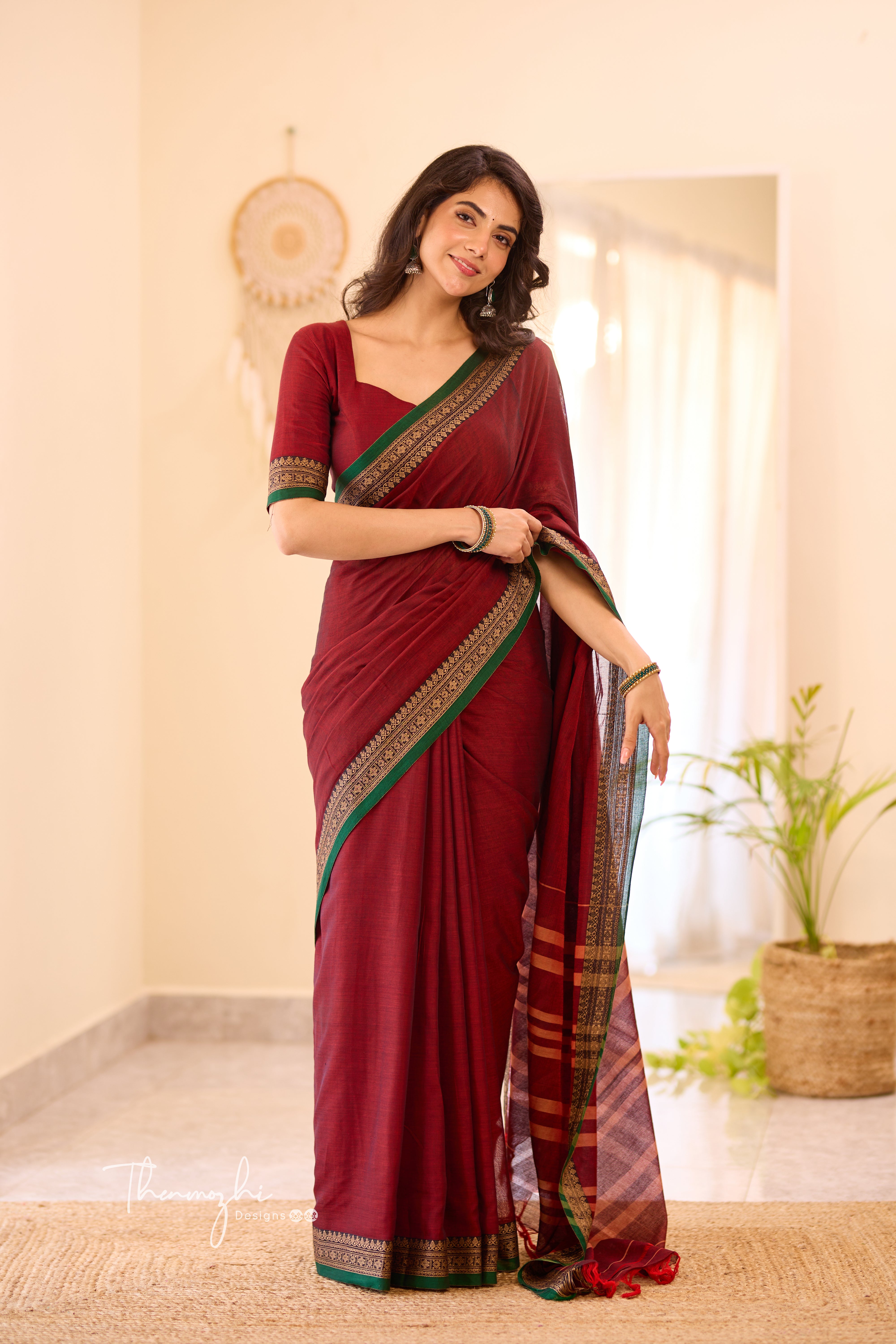 Maroon & Green Narayanpet Saree