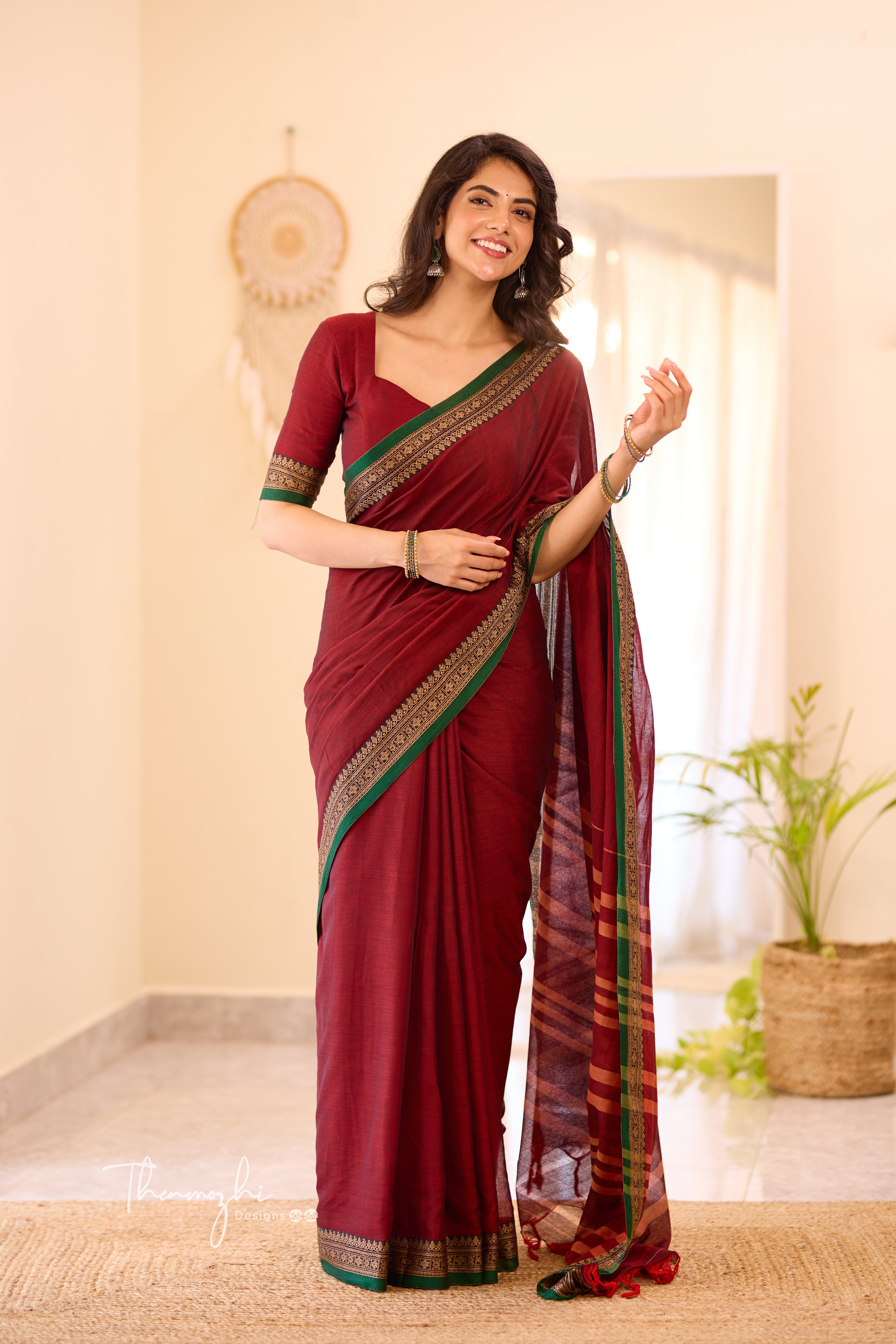 Maroon & Green Narayanpet Saree