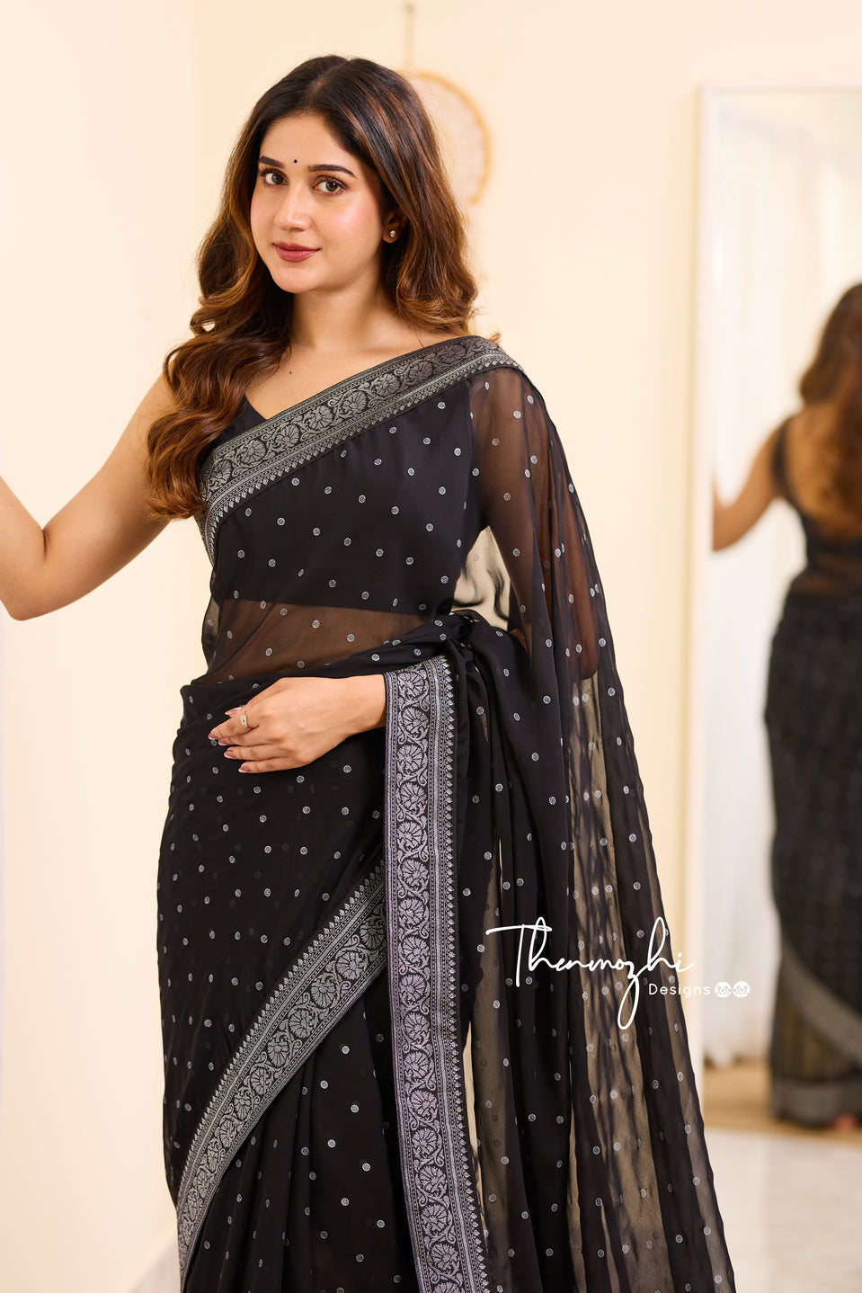 Ombre Black Georgette Saree