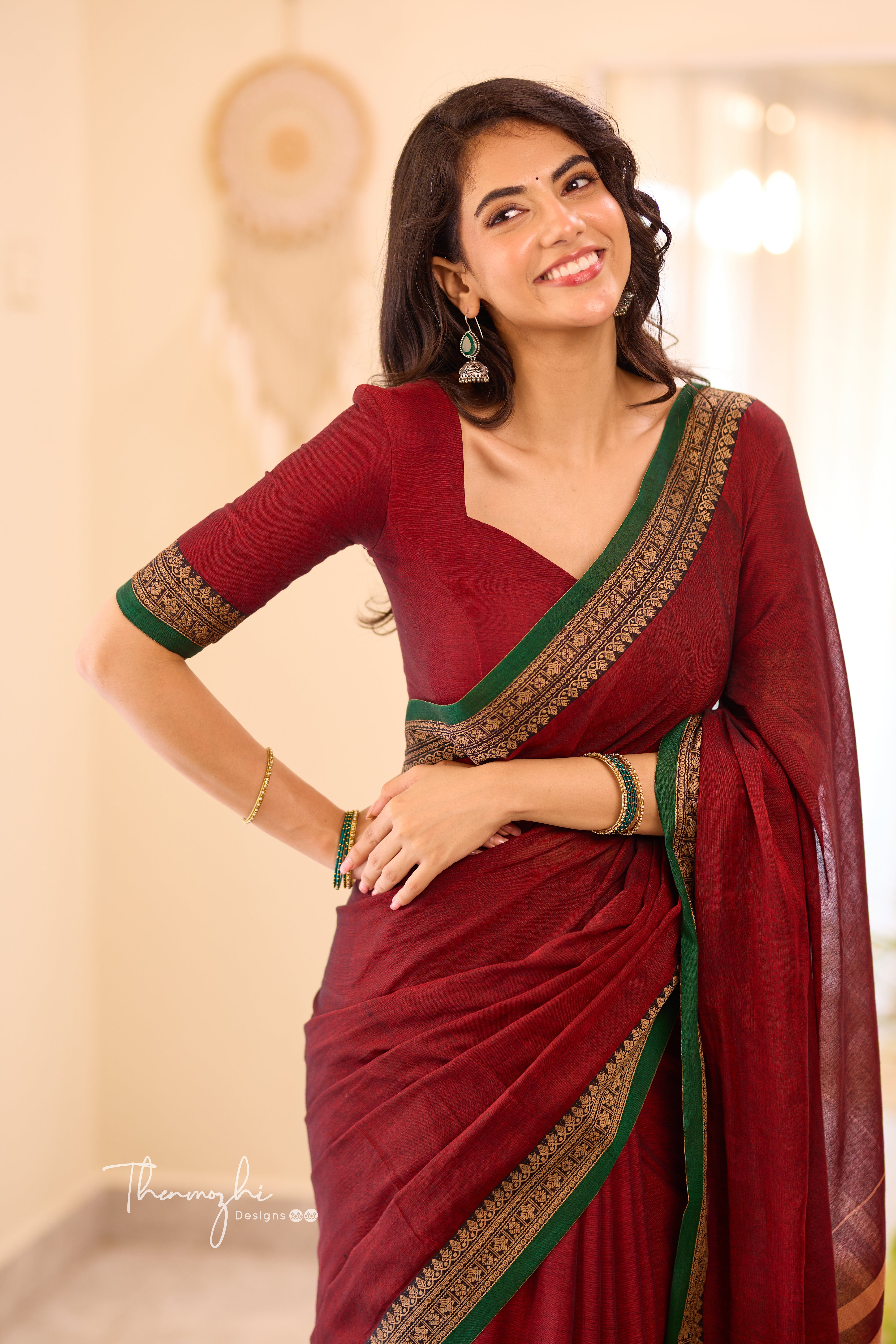 Maroon & Green Narayanpet Saree