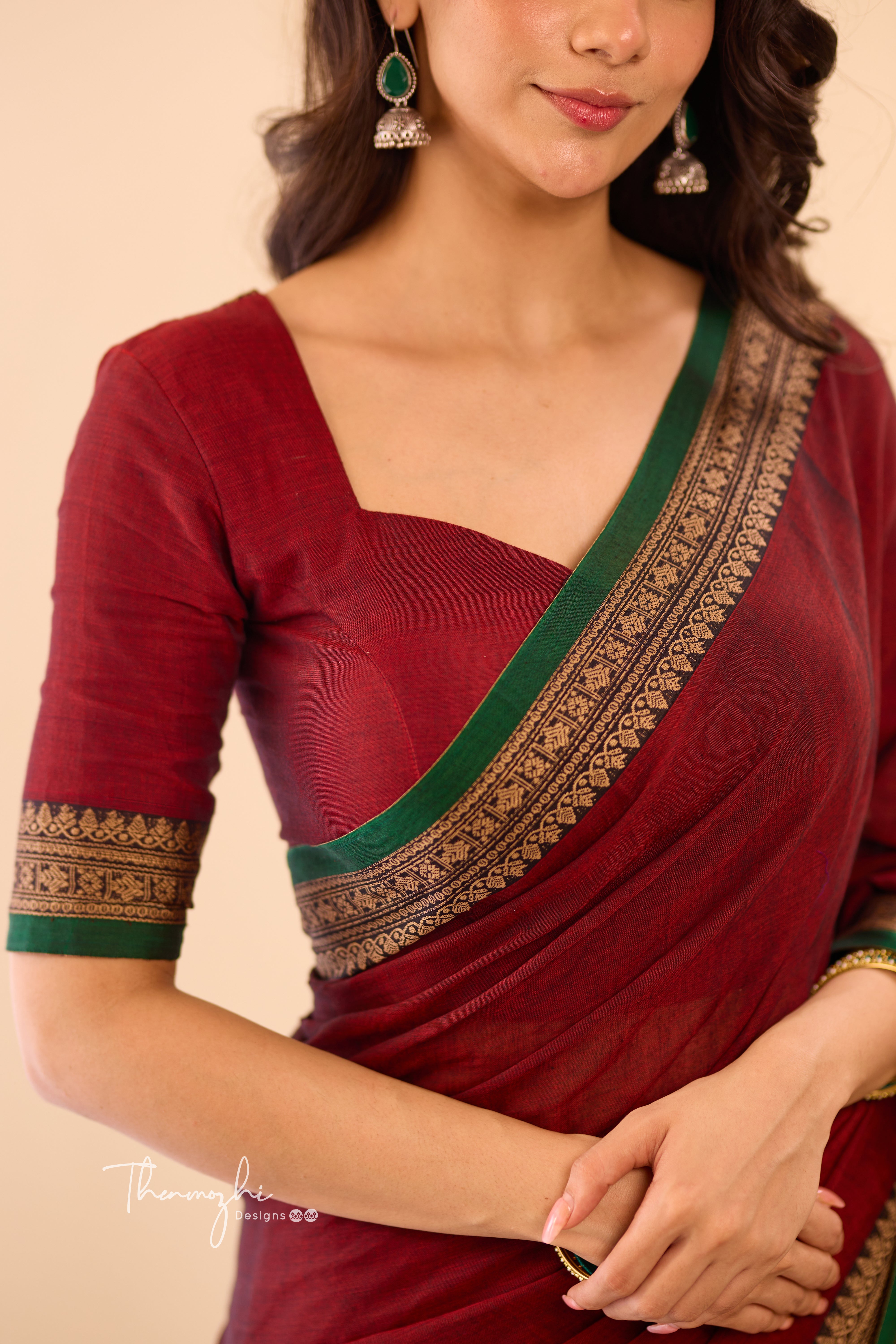 Maroon & Green Narayanpet Saree