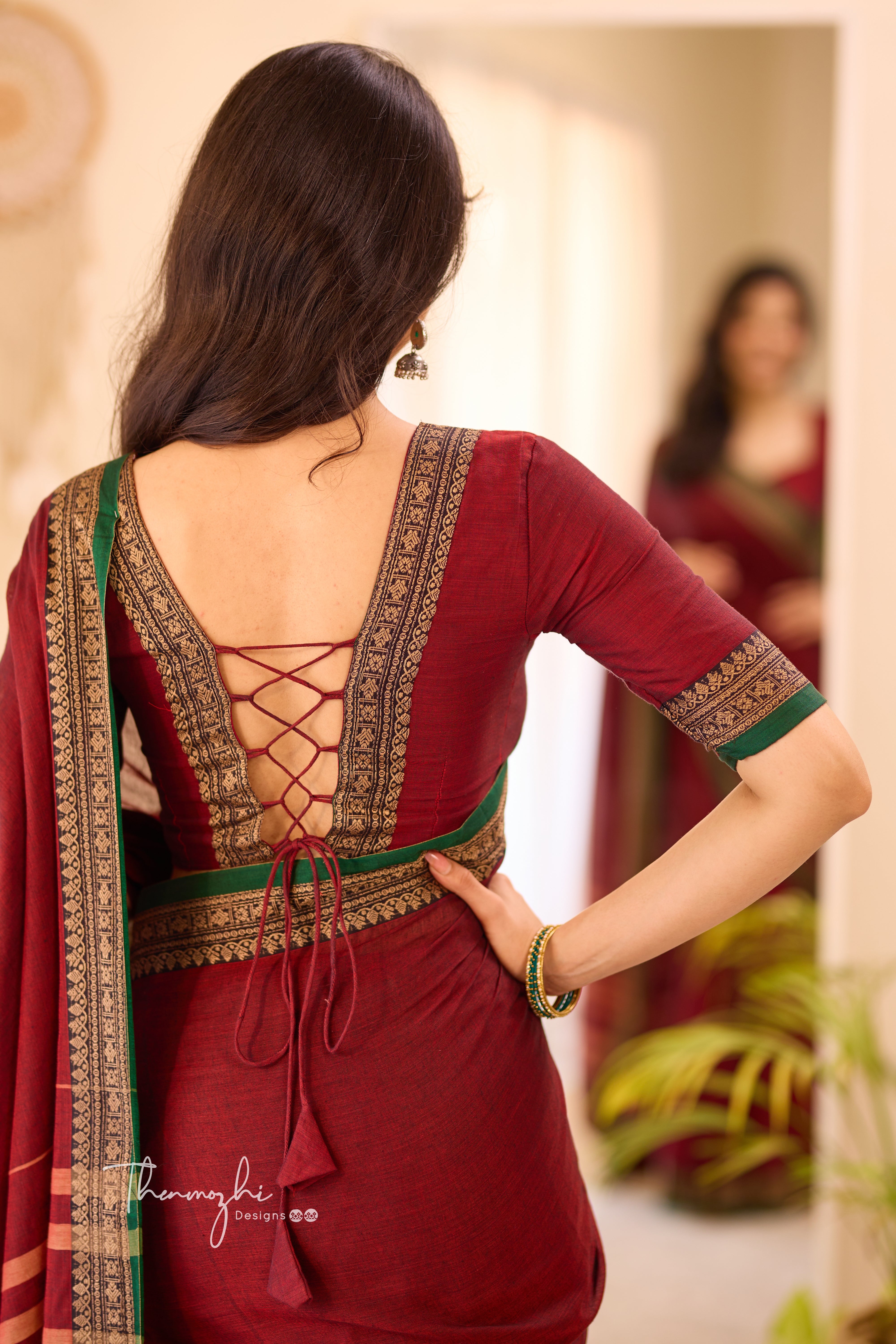 Maroon & Green Narayanpet Saree