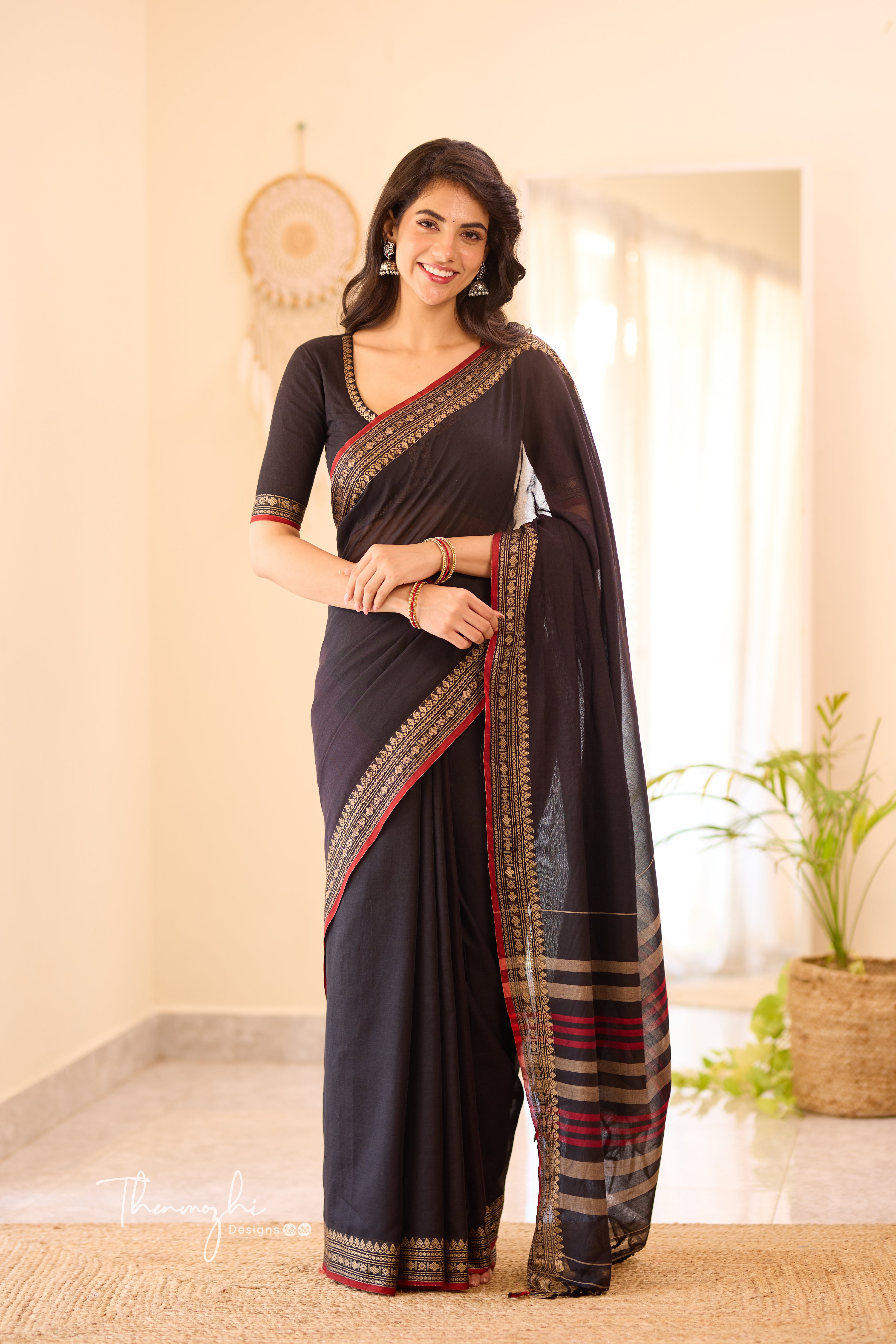 Black & Red Narayanpet Saree