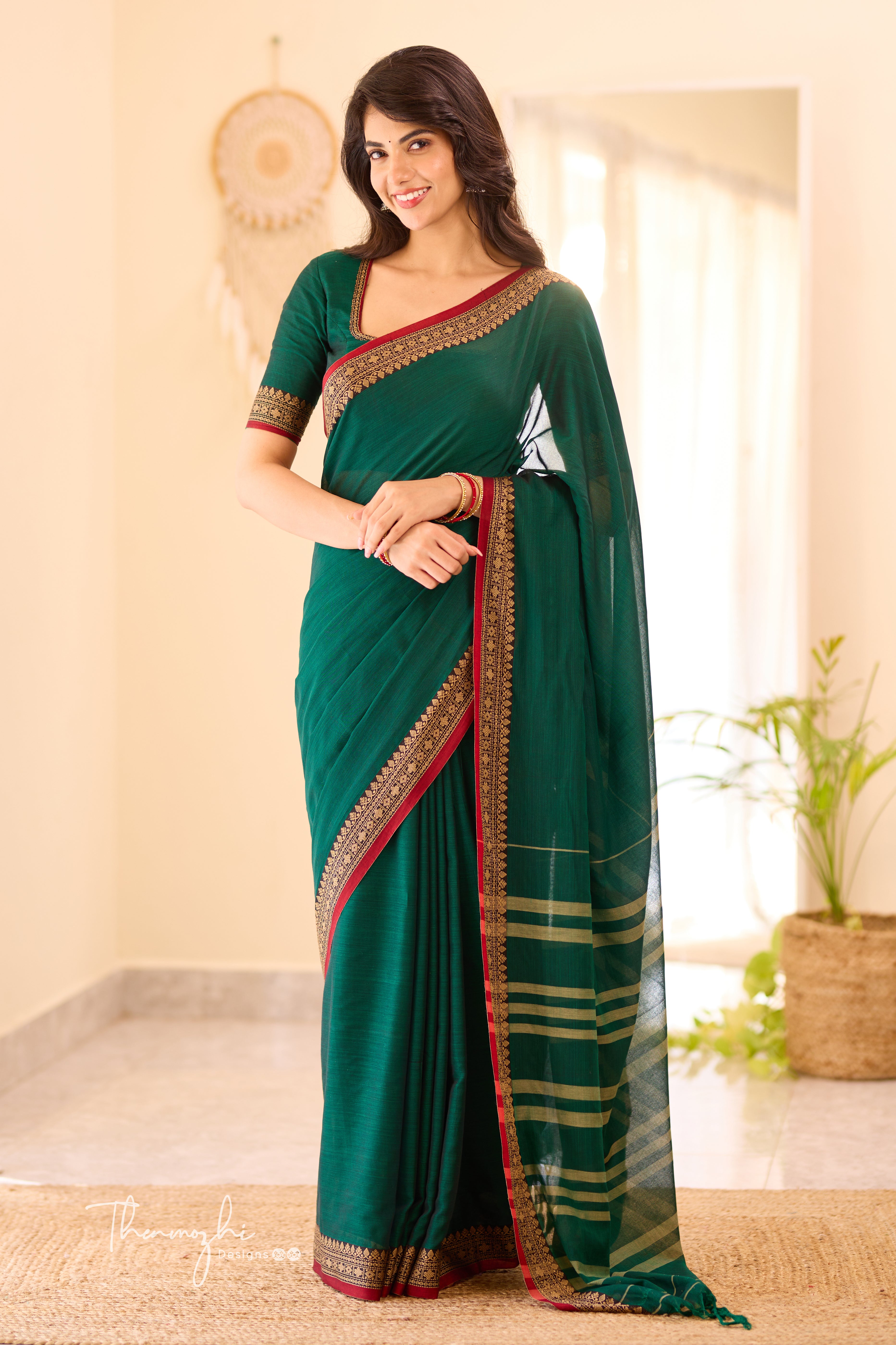 Green & Red Narayanpet Saree