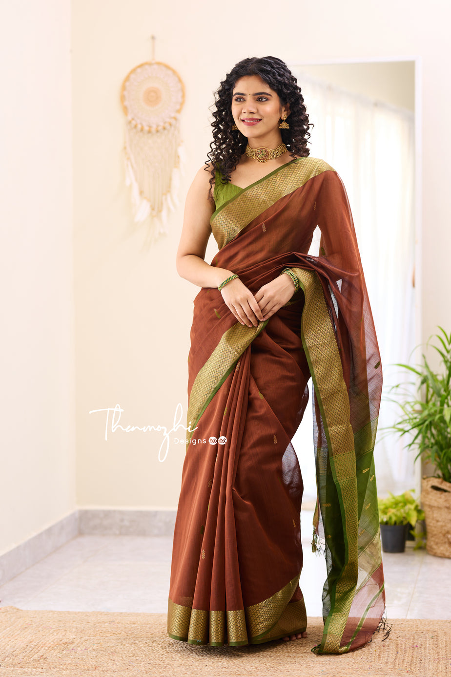 Dark Brown Woven Pure Silk Saree 2398SR01