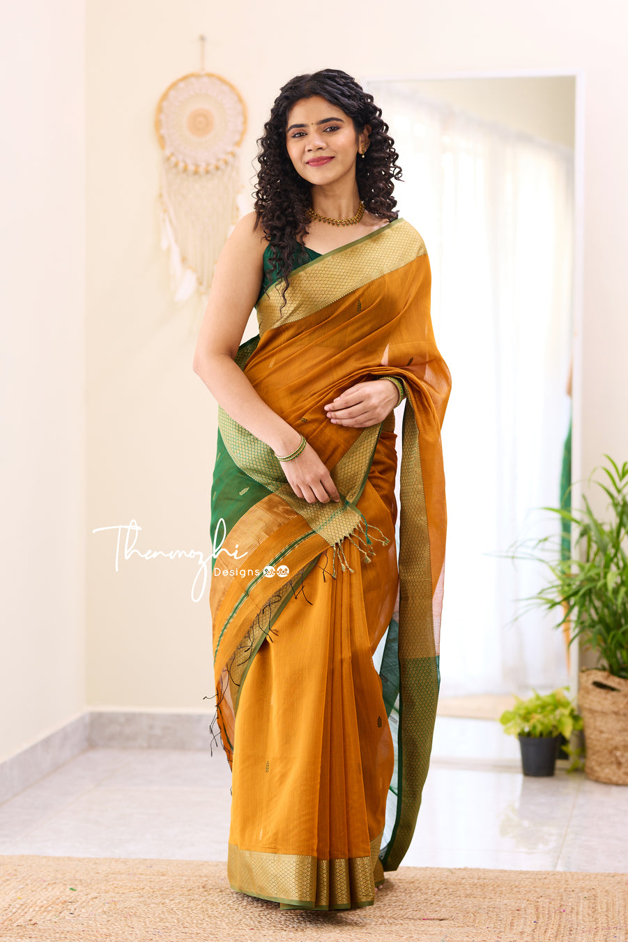 Mustard Bliss - Mustard Maheshwari Silk Handloom Cotton Saree