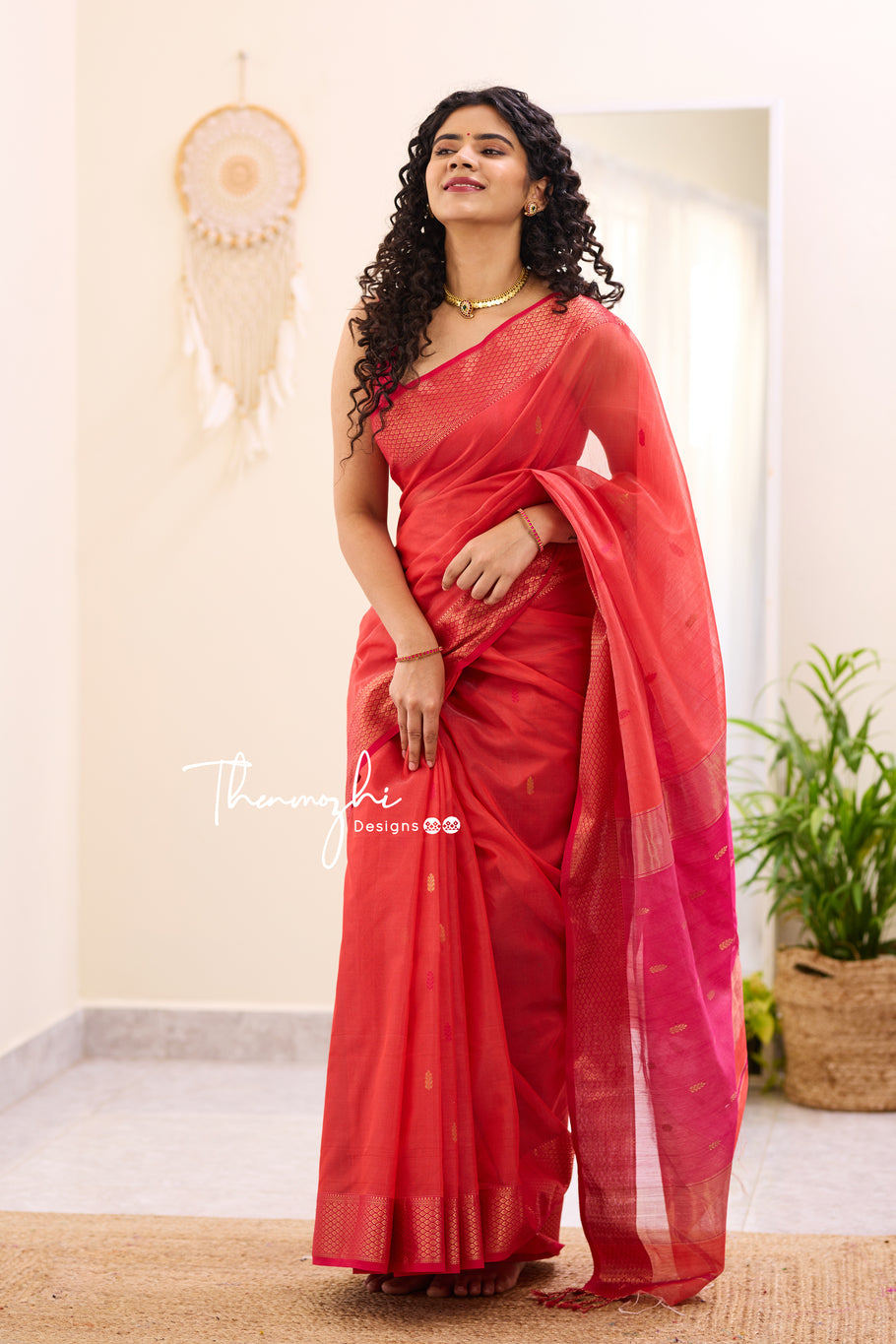 Red Maheshwari Silk Saree – For Sarees