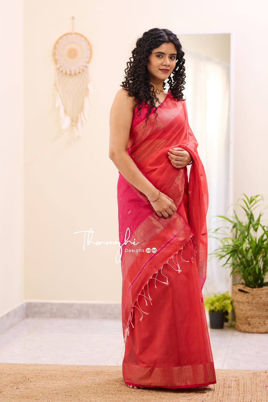 Classy Red - Maheshwari Silk Cotton Saree