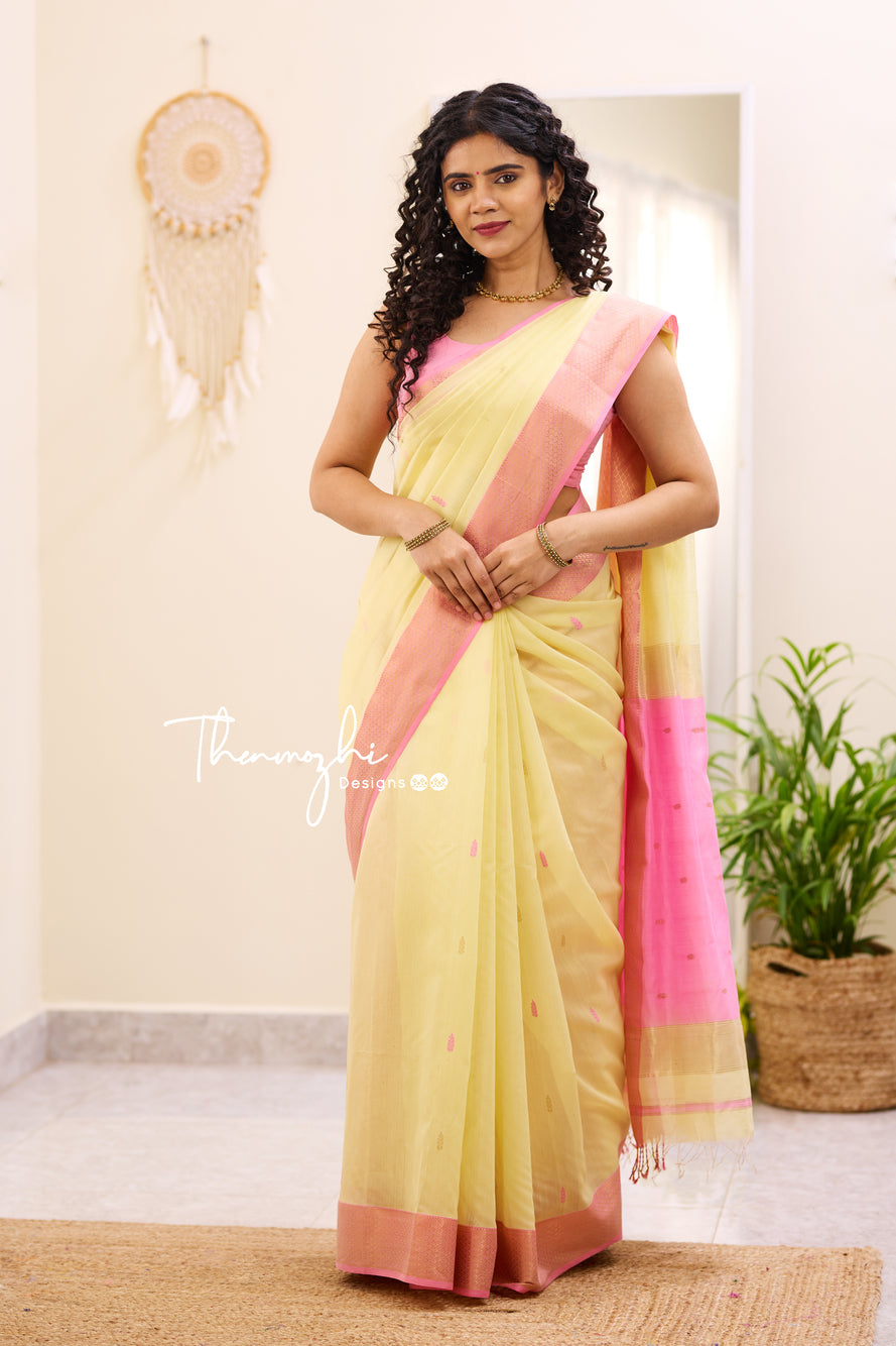 Classy Yellow - Maheshwari Silk Cotton Saree