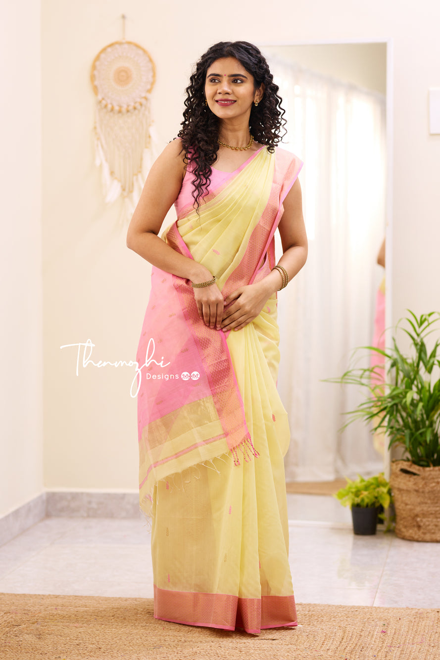 Classy Yellow - Maheshwari Silk Cotton Saree