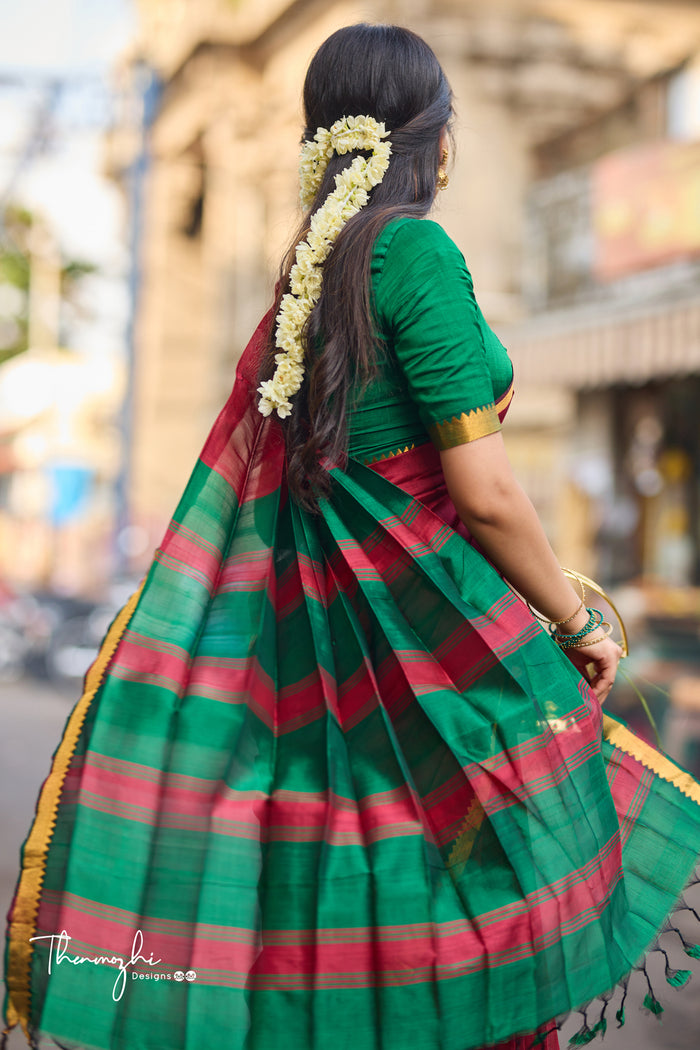 Mangalagiri Cotton Silk Saree - Periwinkle main image 1