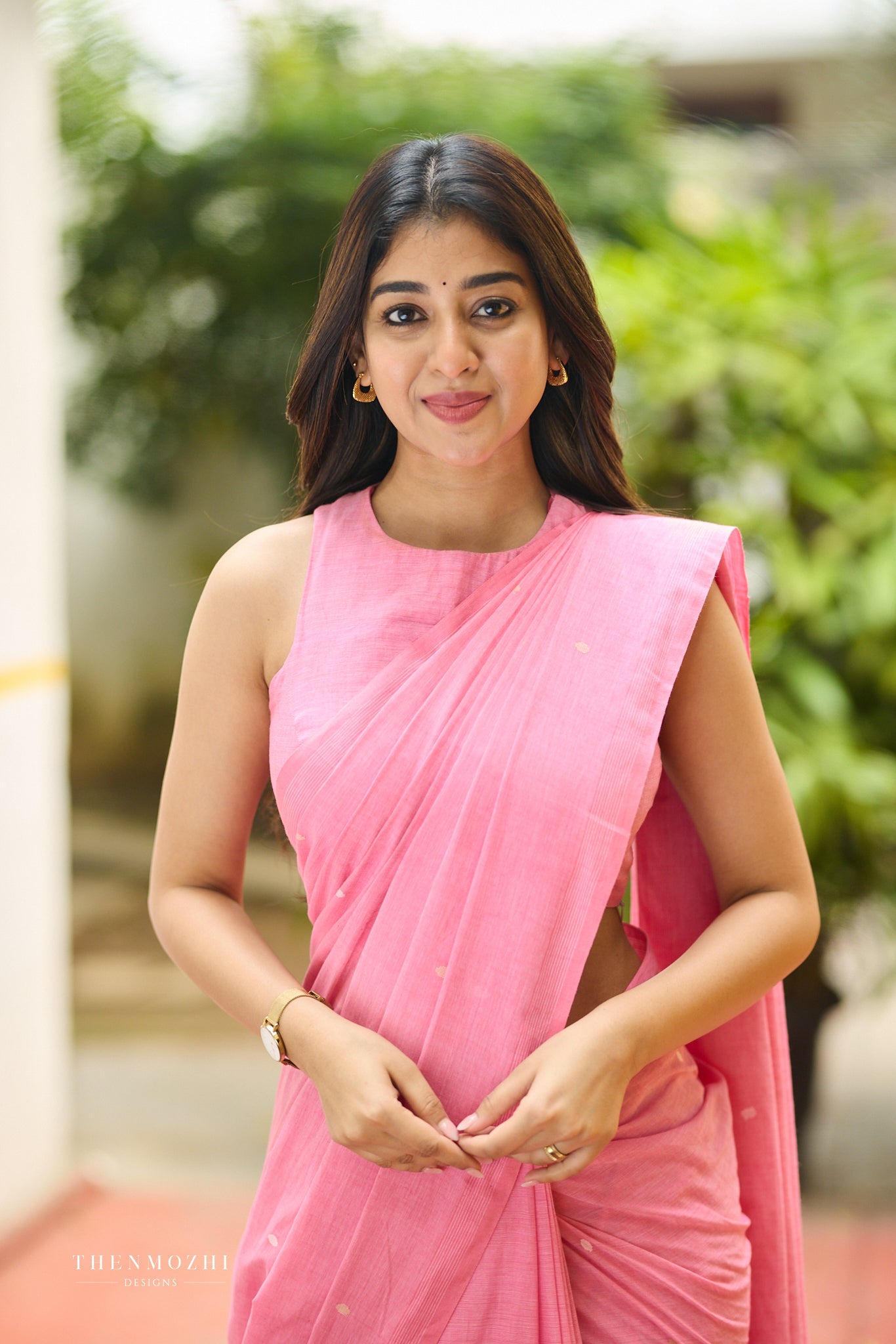 Peachy Pink Bengal Cotton Saree