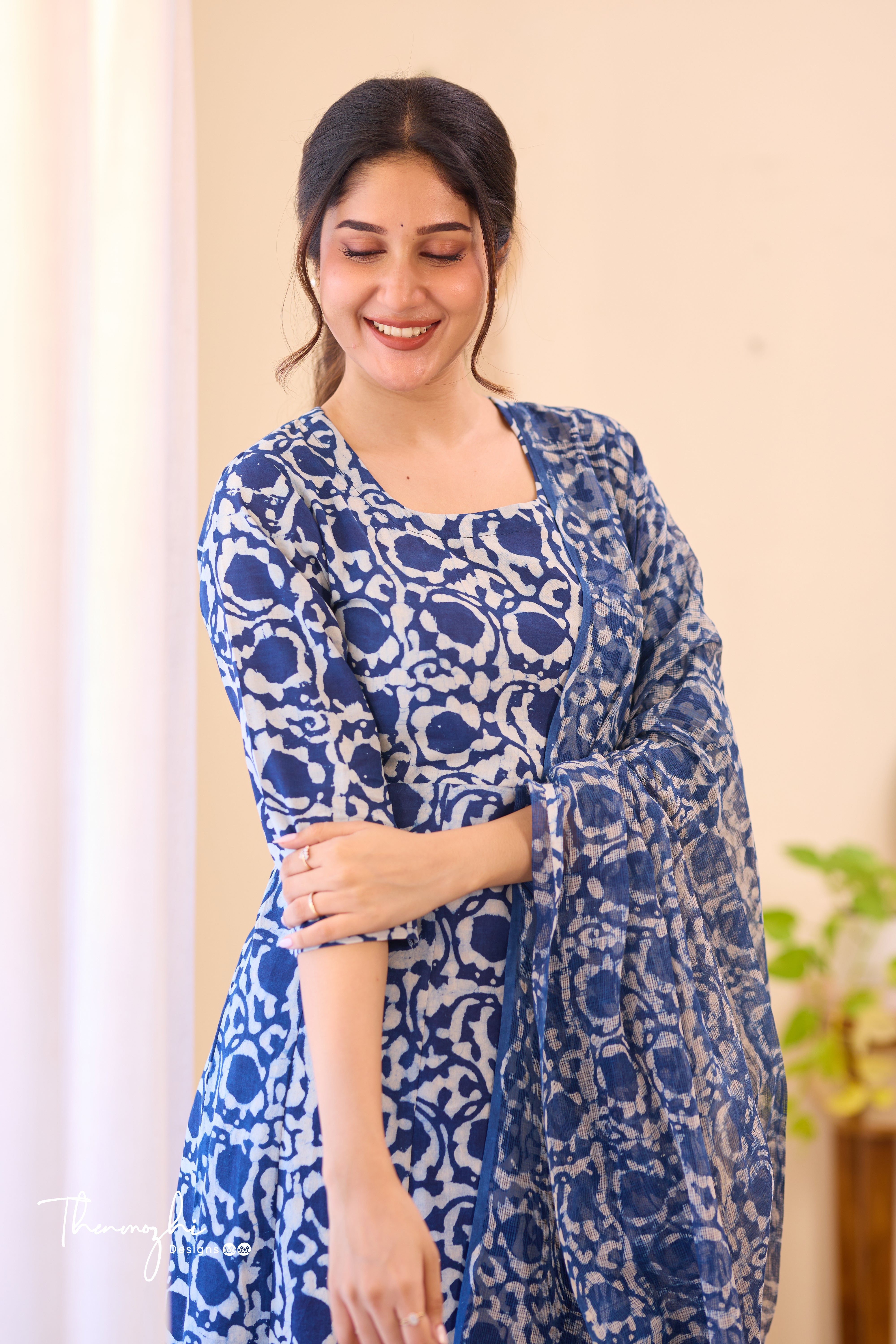 Bagru Indigo - Blue Cotton Suit Set With Kota Dupatta