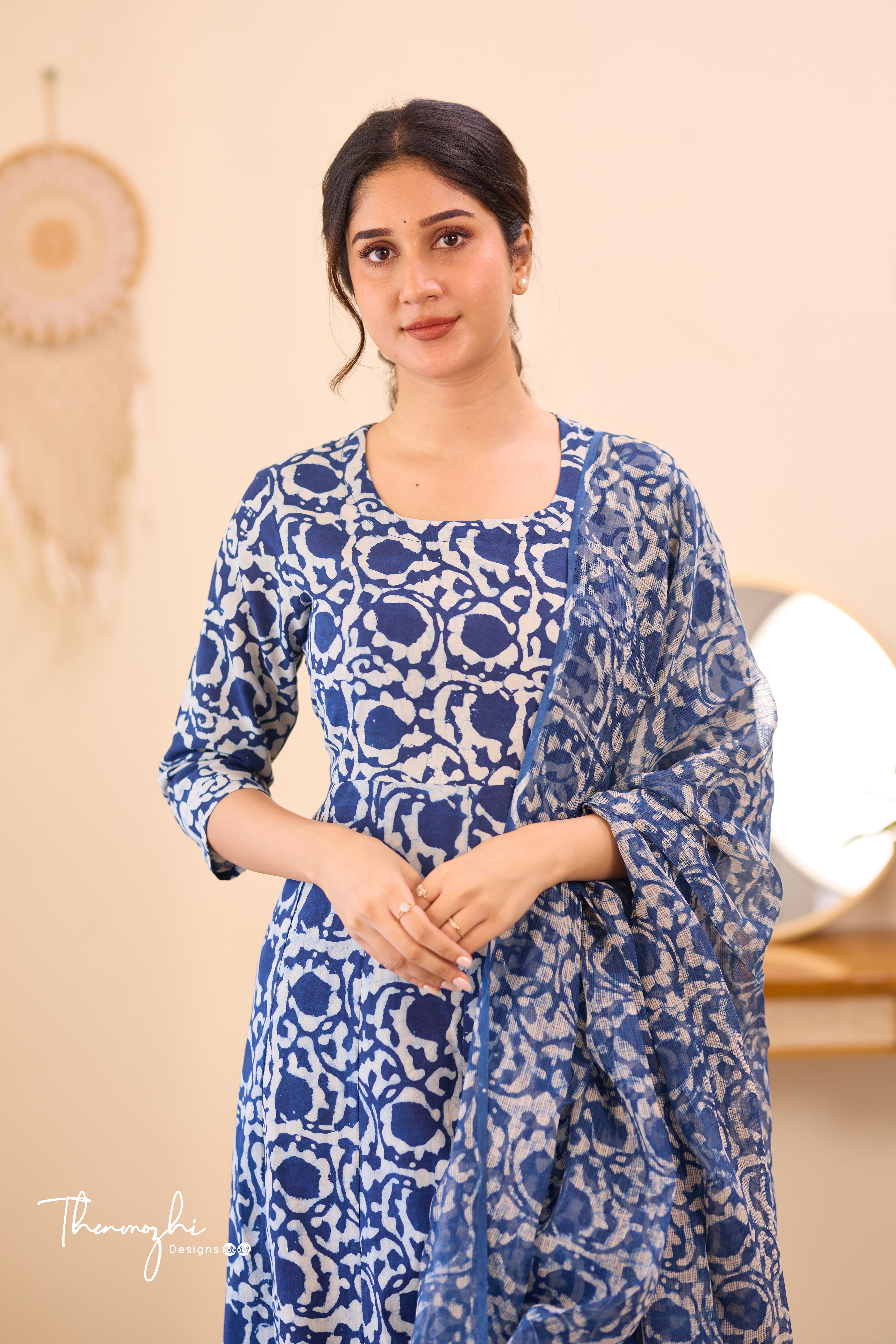 Bagru Indigo - Blue Cotton Suit Set With Kota Dupatta