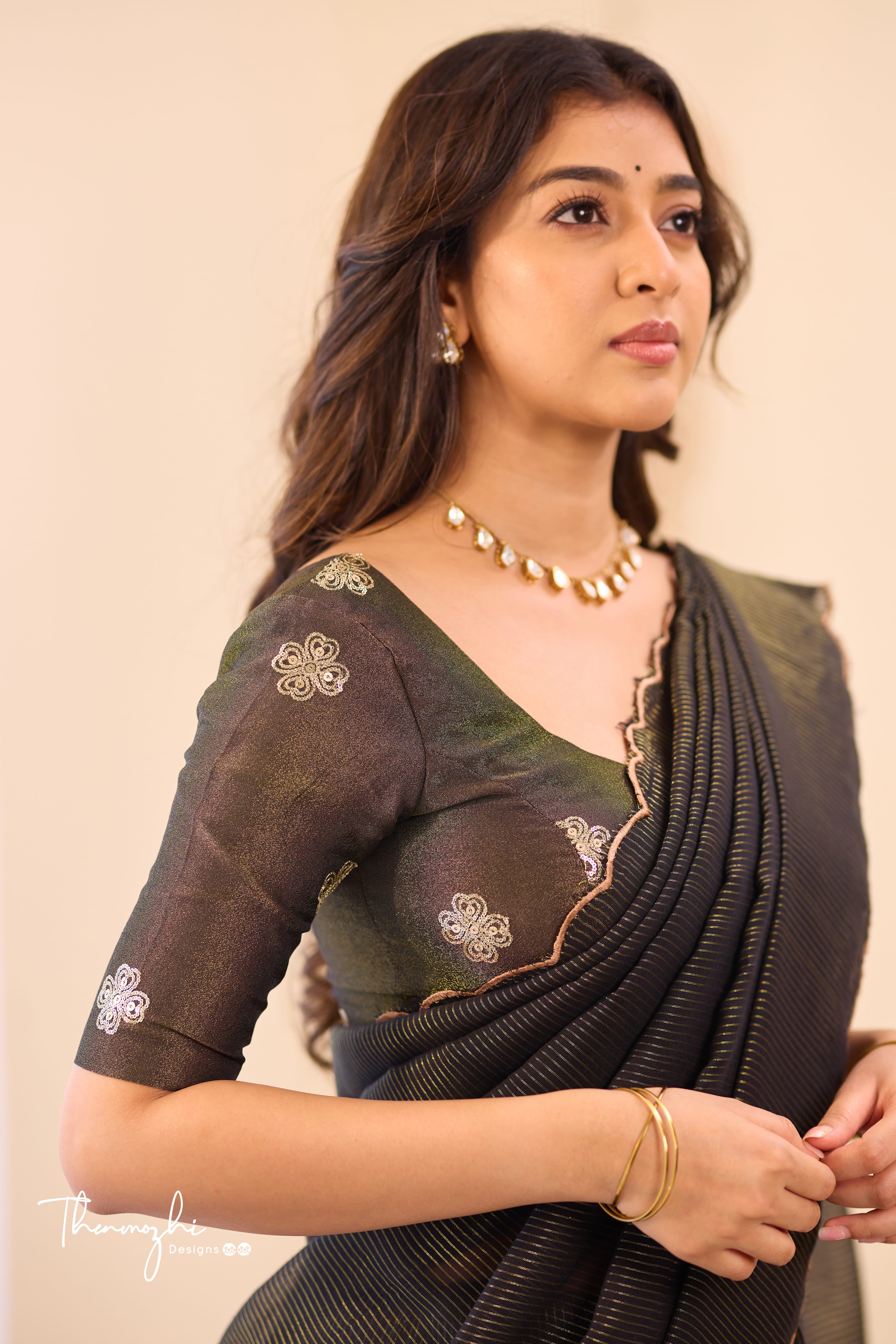 Black Striped Mul Cotton Saree