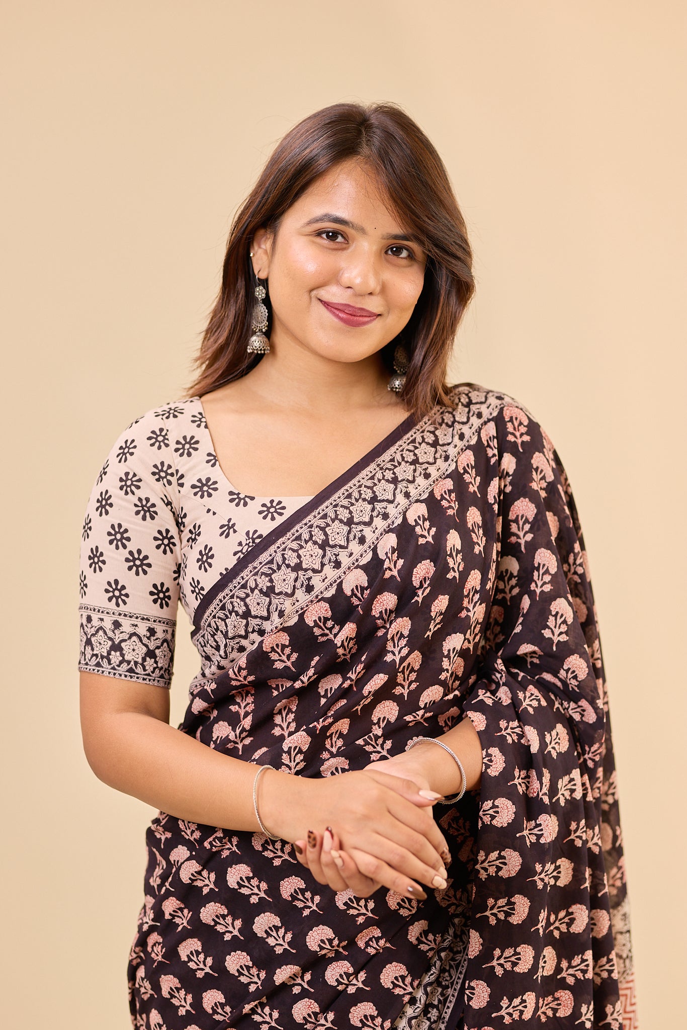 Black & Ivory Traditional Bagru Handblock Printed Mul Cotton Saree