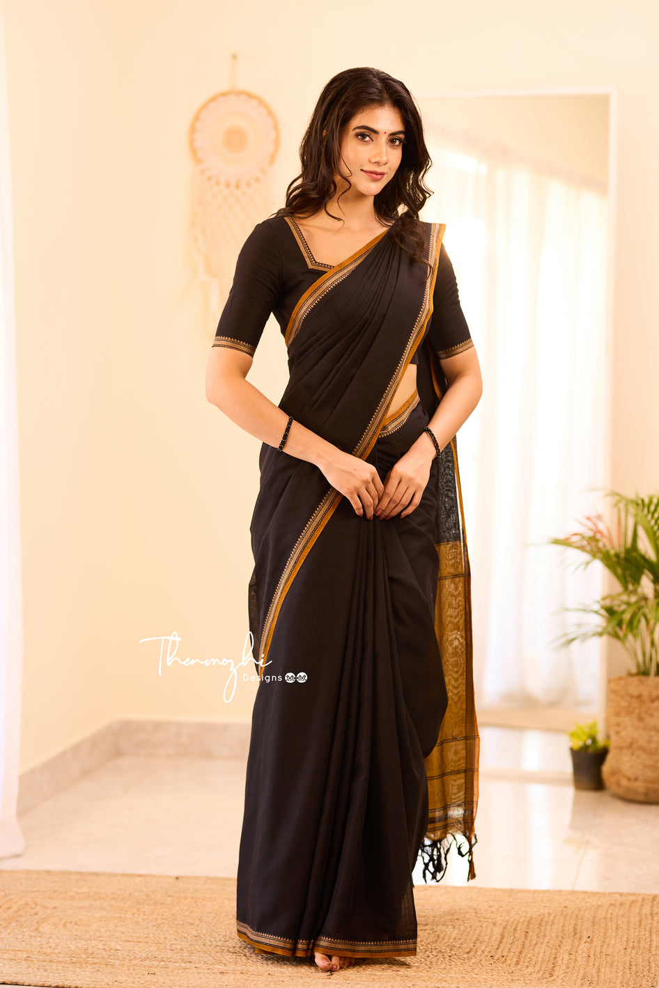 Black Narayanpet Cotton Saree