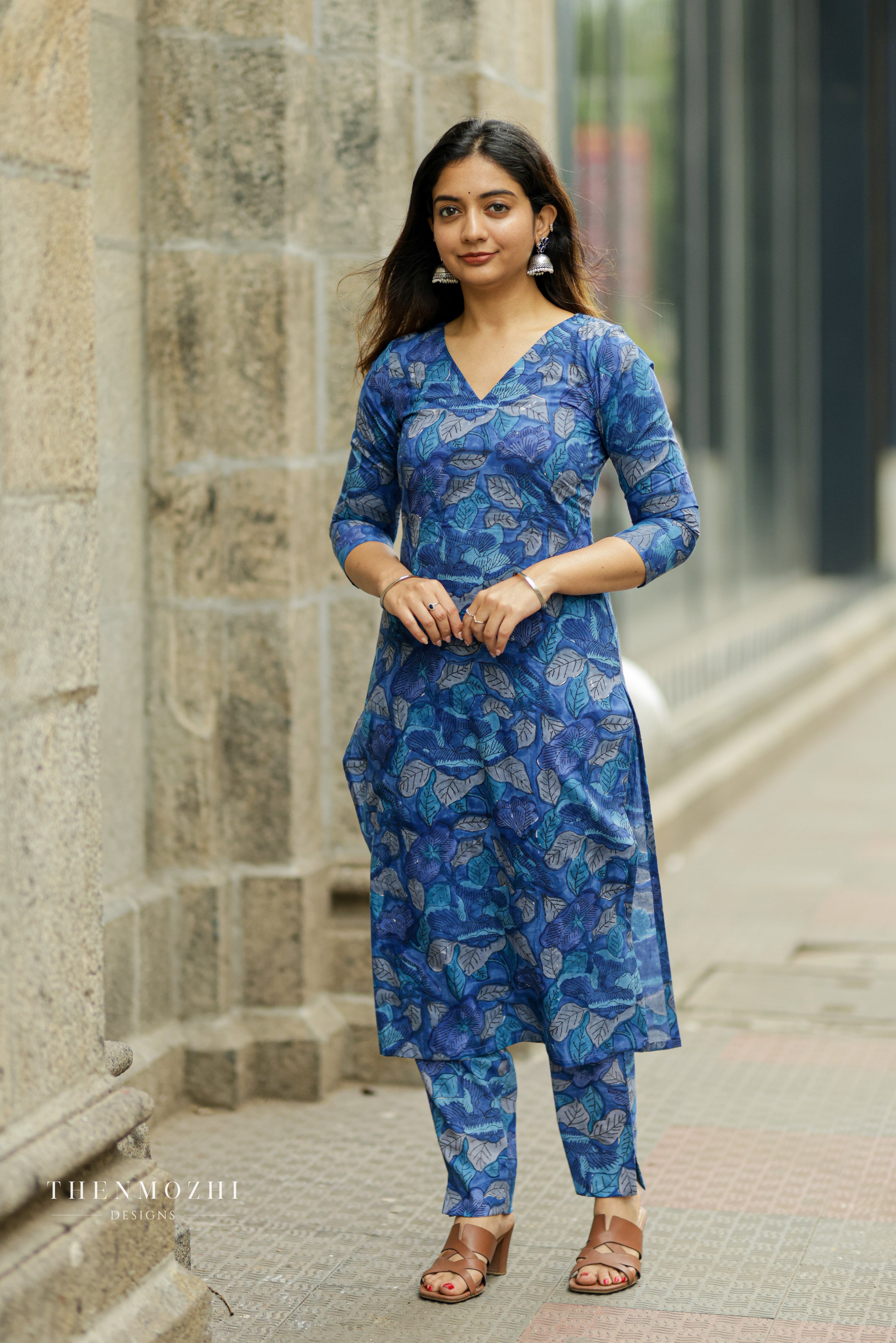 Cobalt Blue Block Printed coord set