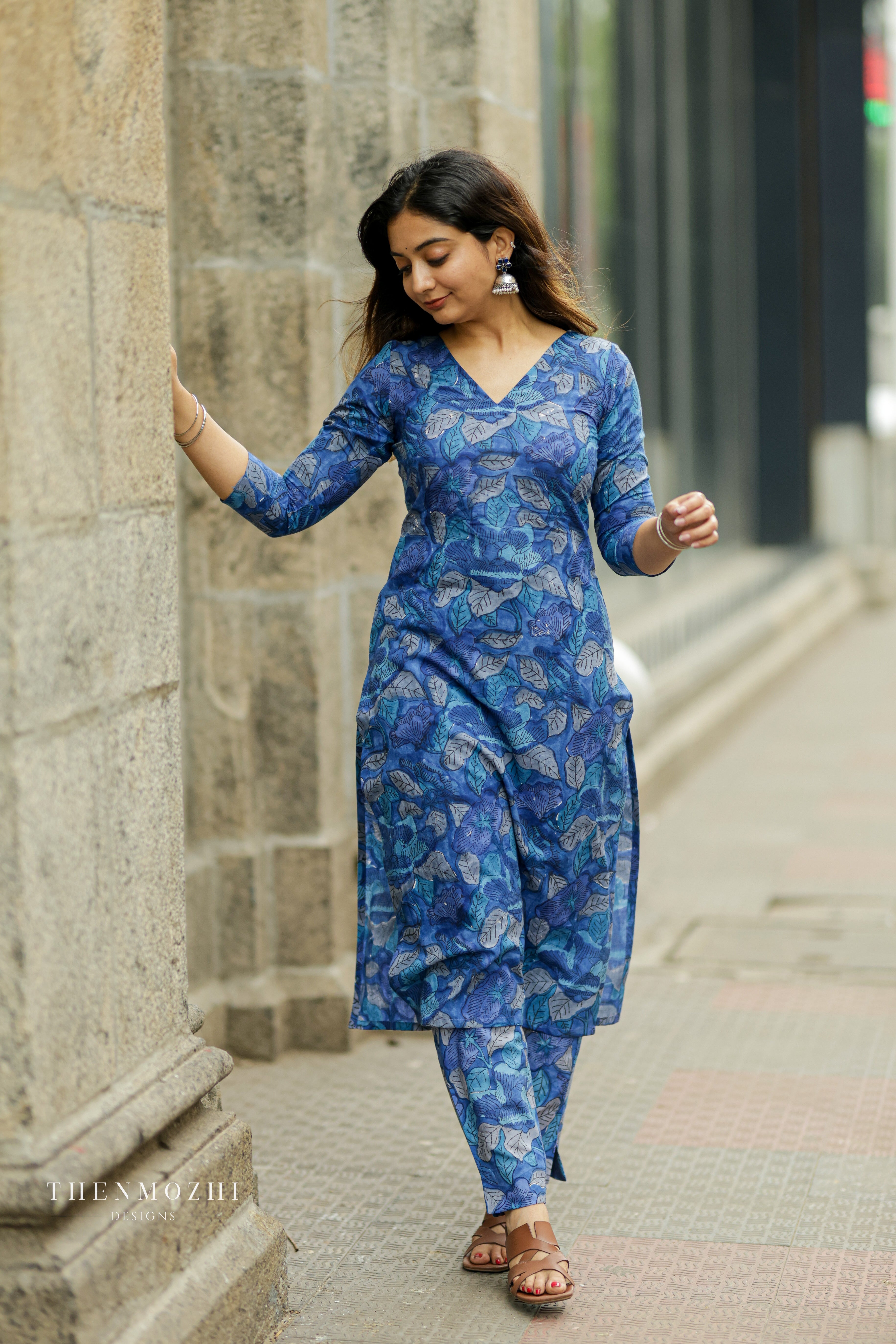 Cobalt Blue Block Printed coord set