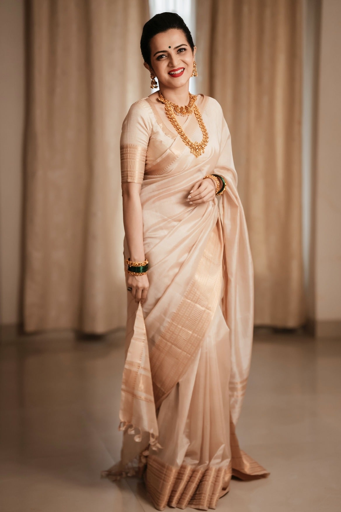 Half White(DD) Mangalagiri Handwoven saree