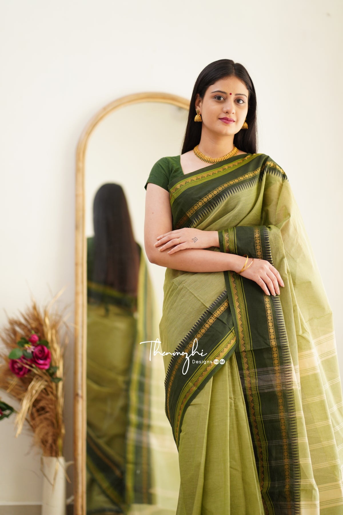 Elakya - Green Chettinad Cotton Saree