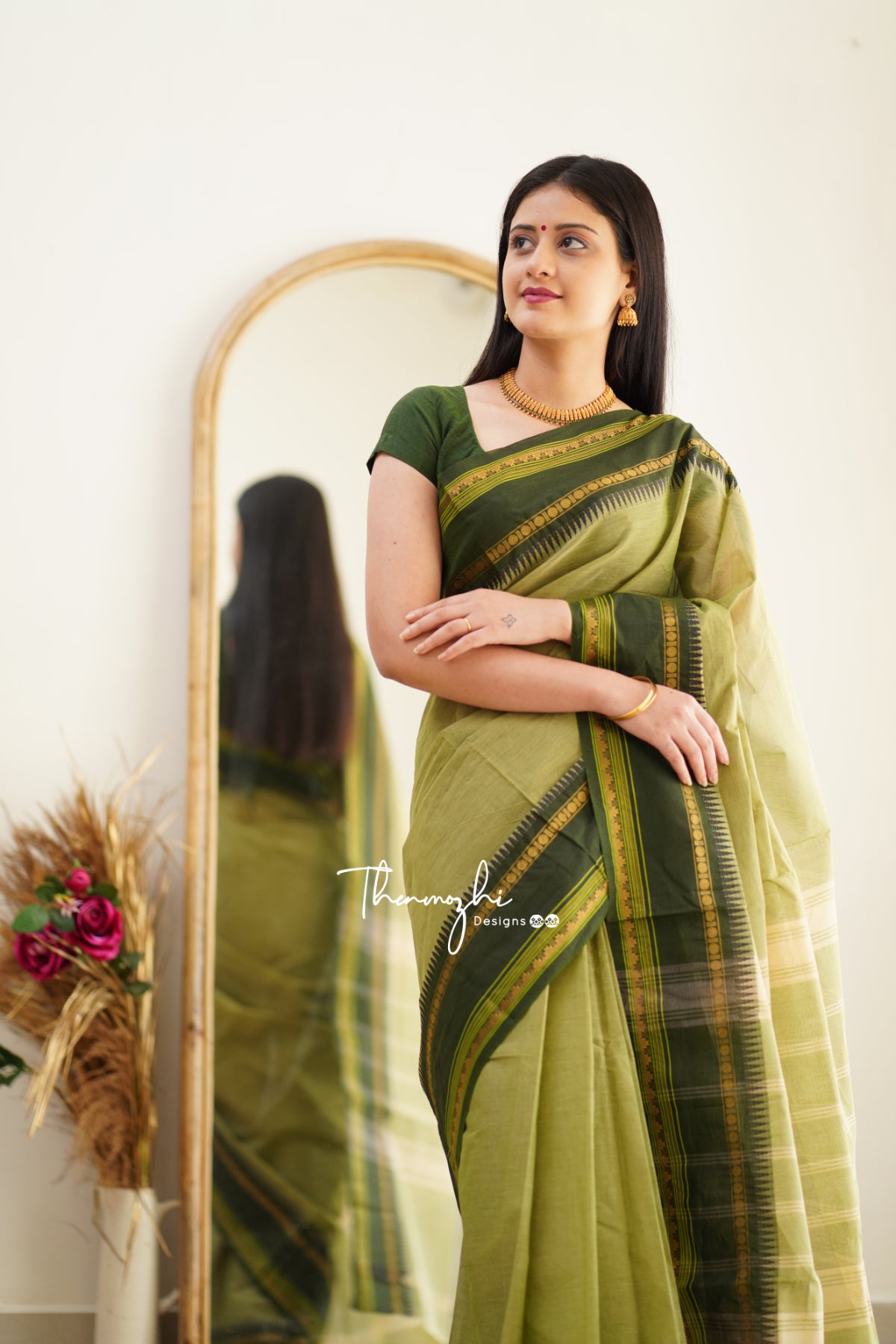 Elakya - Green Chettinad Cotton Saree