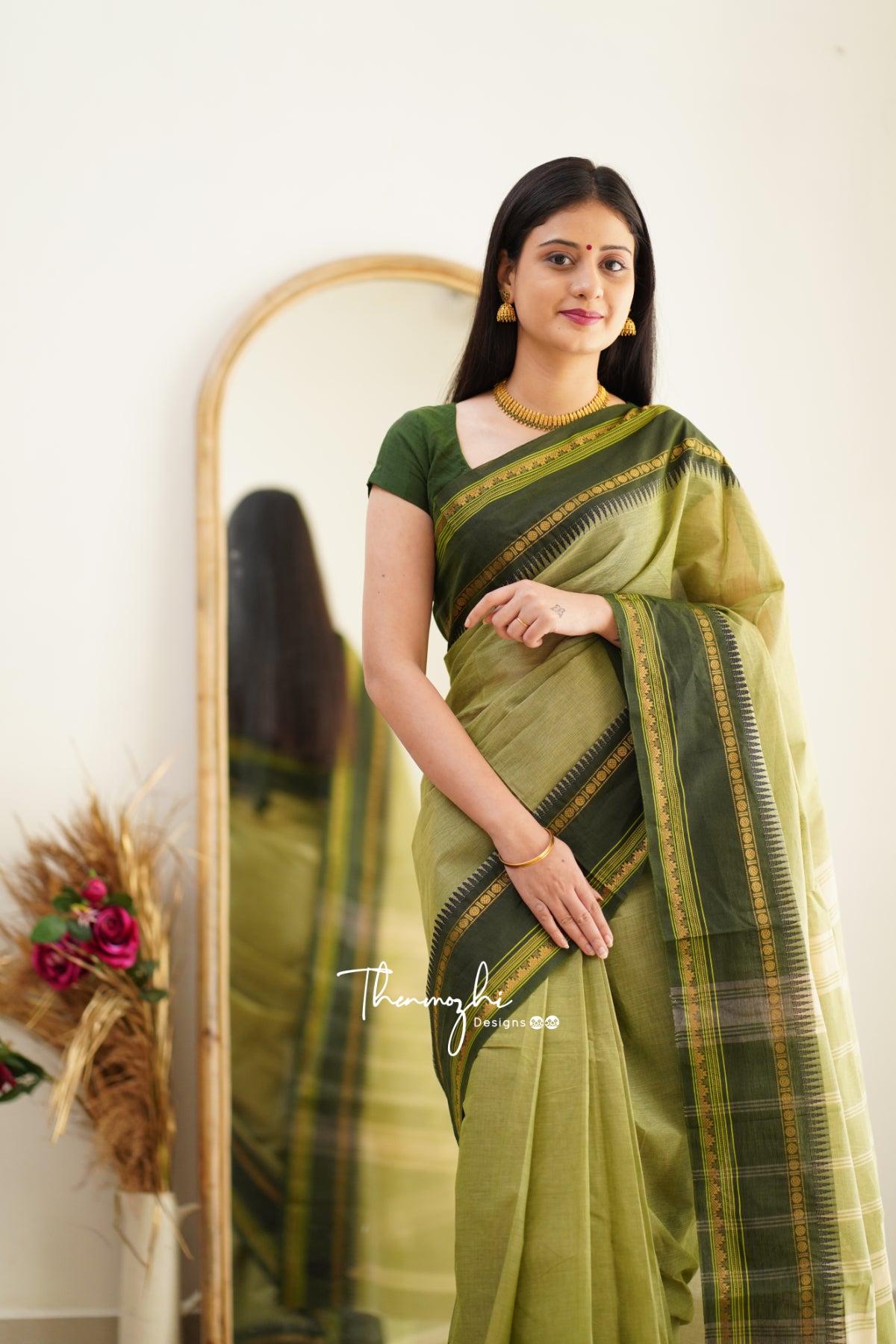 Elakya - Green Chettinad Cotton Saree