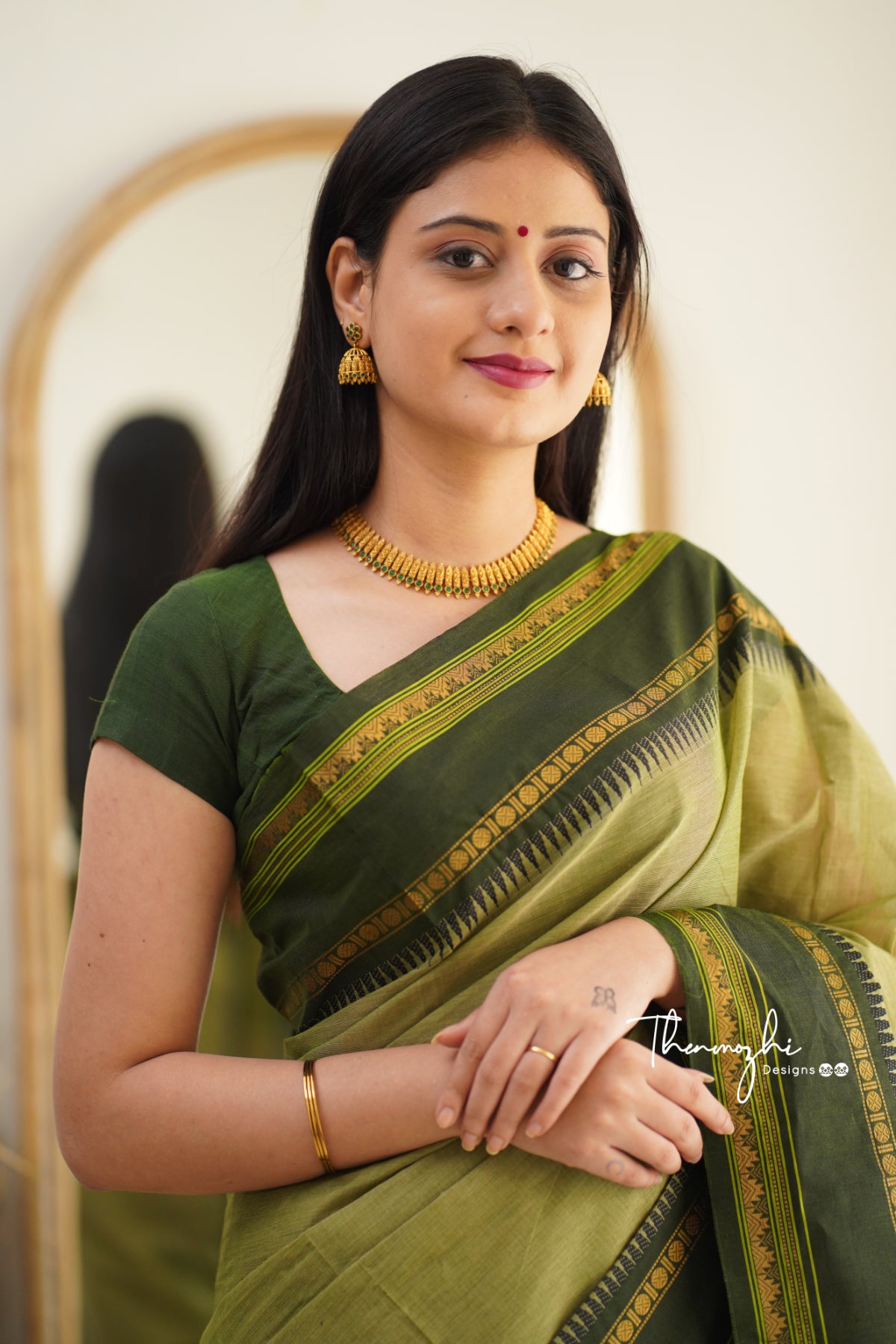 Elakya - Green Chettinad Cotton Saree