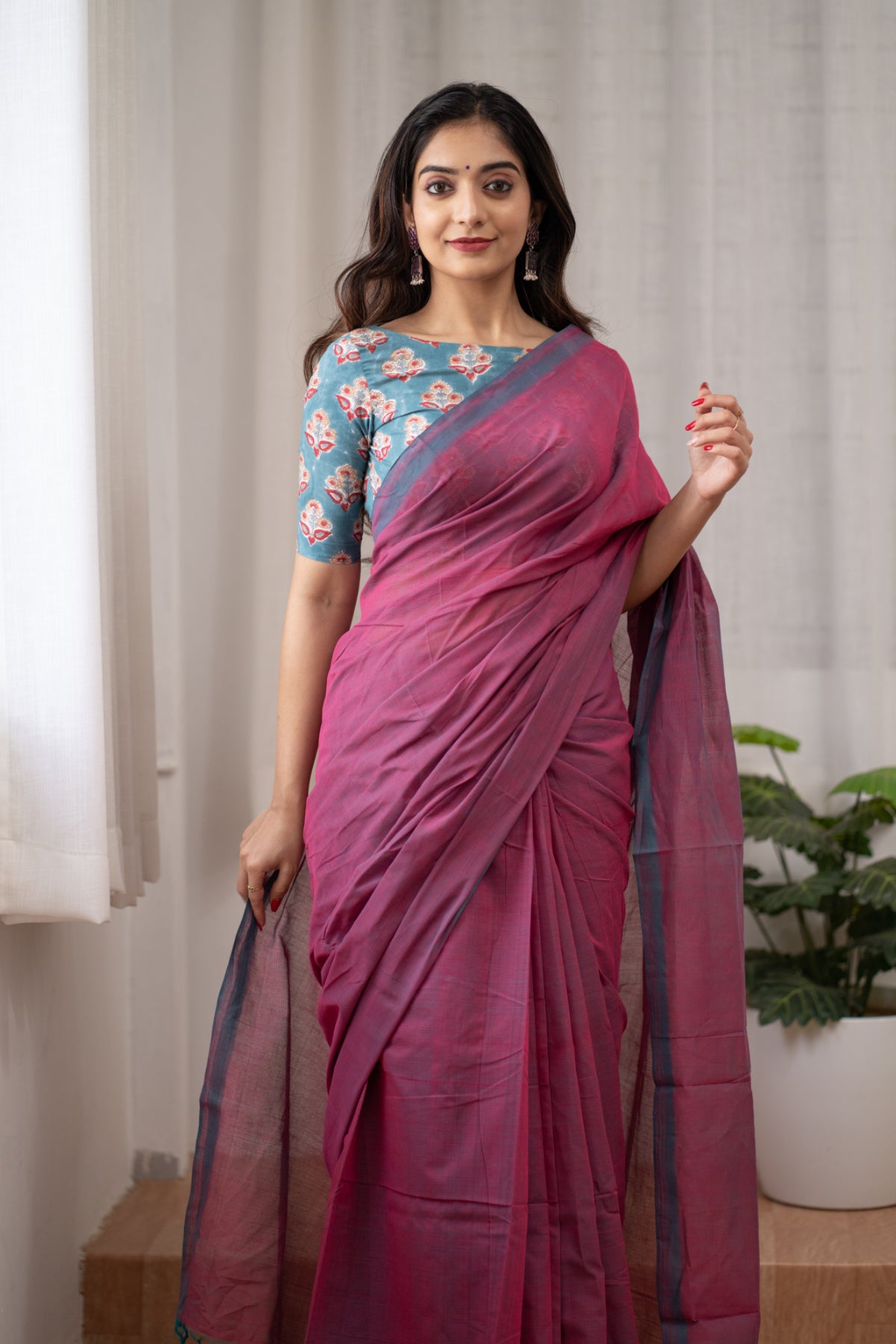 Buy Maroon Chettinad Cotton Saree Online Now