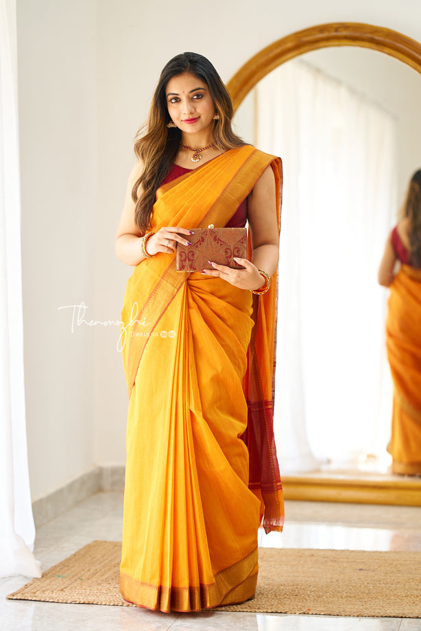 Buy Siril Chiffon Yellow & Maroon Color Saree with Blouse piece | sarees  for Women| saree | sarees Online at Best Prices in India - JioMart.