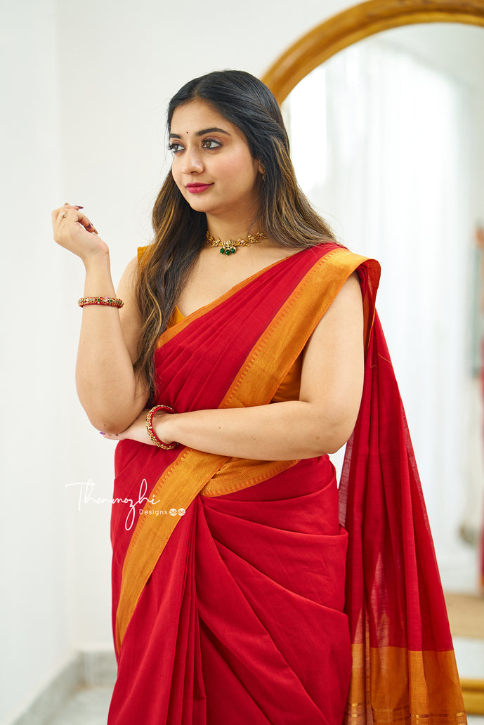 Red with Orange Saree in Patola Silk for wedding - Clothsvil