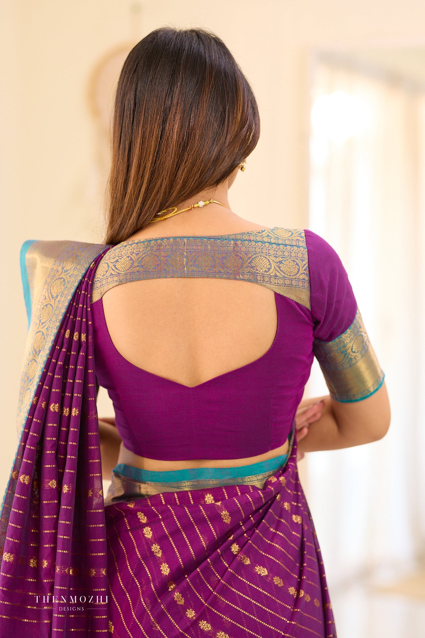 Dark Orchid Chettinad Cotton saree
