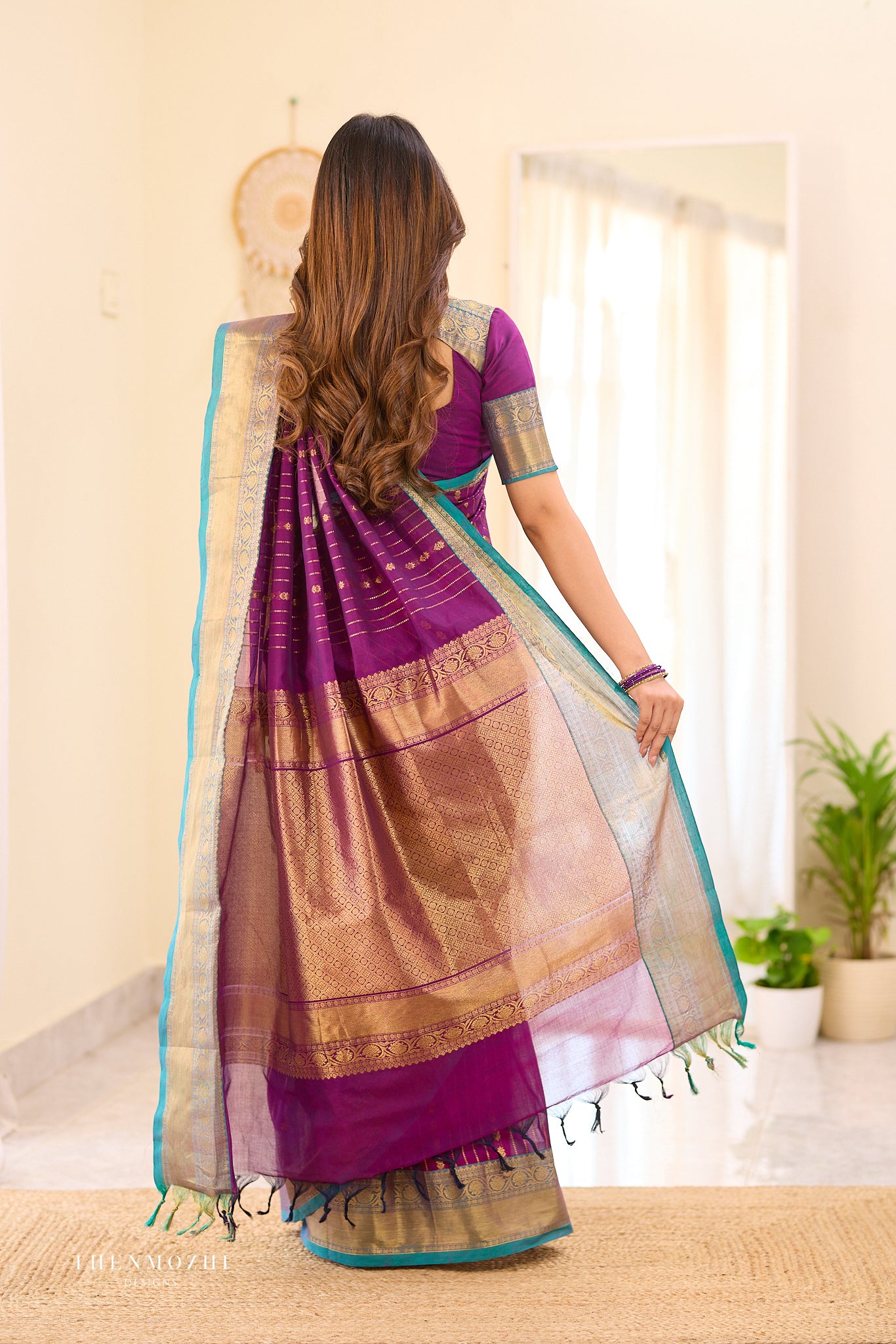 Dark Orchid Chettinad Cotton saree